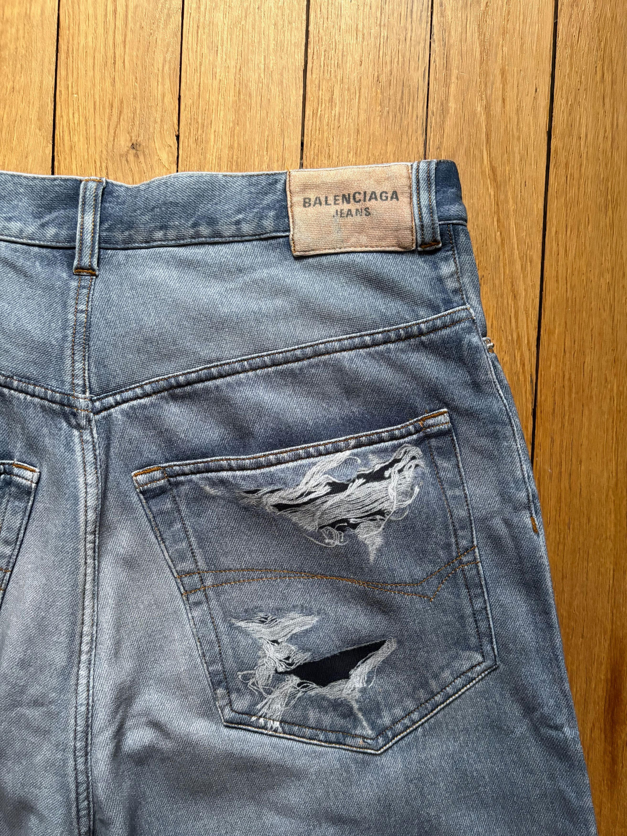 Balenciaga Balenciaga denim trompe l'oeil sweatpants / joggers Size US 34 / EU 50 - 6 Thumbnail