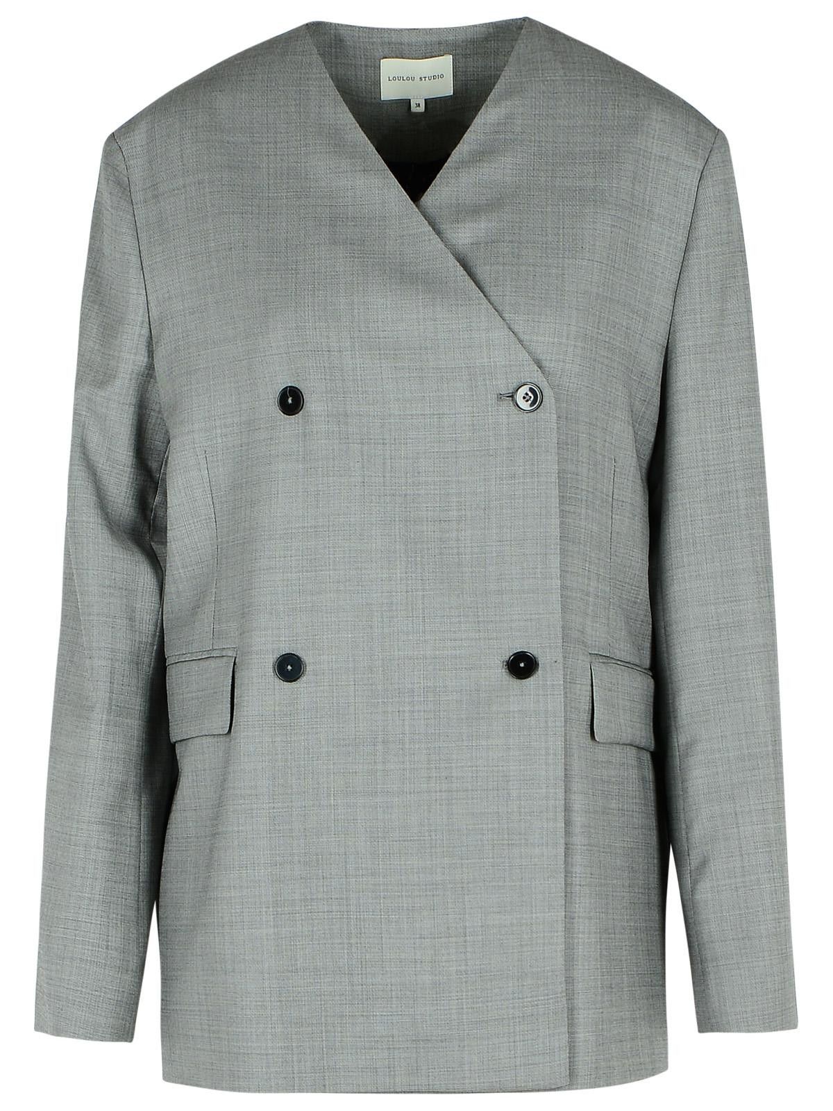 Loulou de Saison LOULOU DE SAISON 'Altair' Grey Virgin Wool Blazer Size S / US 4 / IT 40 - 1 Thumbnail