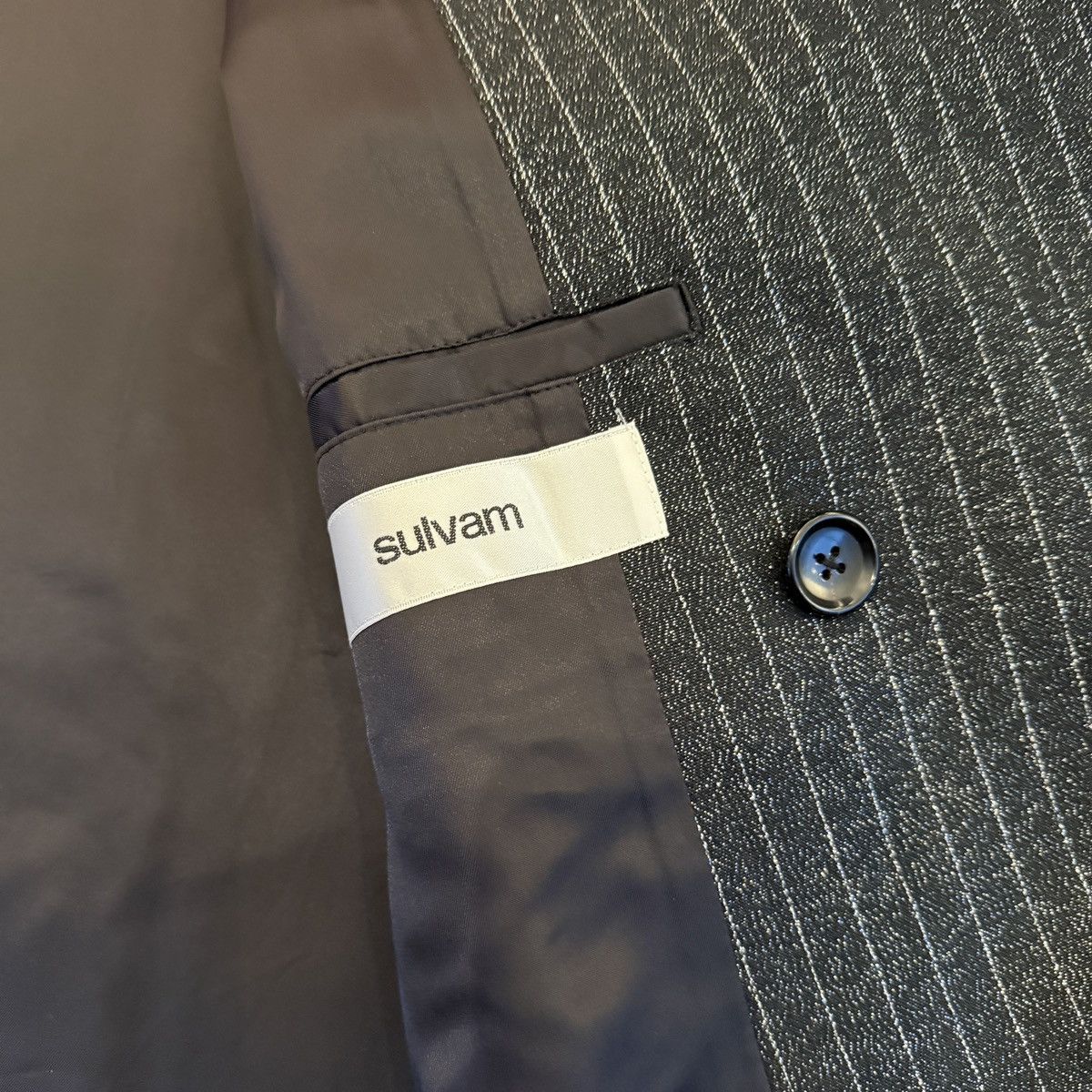 Sulvam Sulvam Bias Glitter Stripe Over Coat Black Size US L / EU 52-54 / 3 - 6 Thumbnail