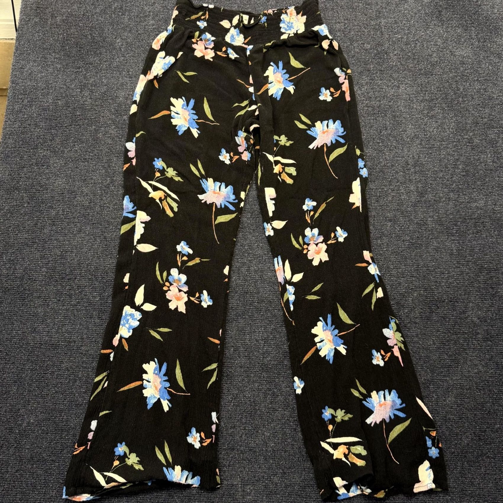 O'Neill O'Neill Dress Pants Womens M Black Floral Crepe Straight Leg Elastic Waist Pants Dress Size 32" / US 10 / IT 46 - 3 Thumbnail