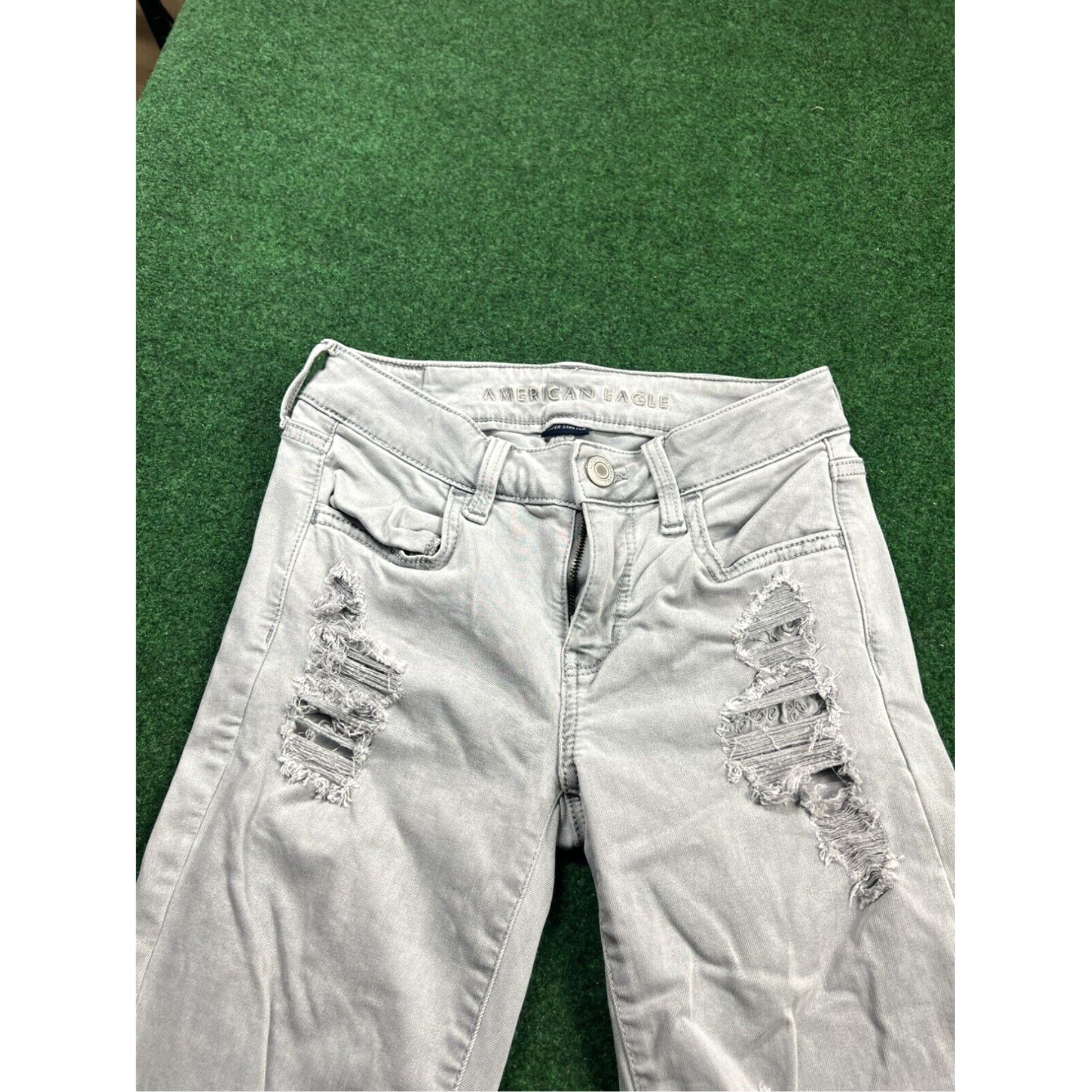 American Eagle Outfitters American Eagle Women's 2 Regular Jegging Super Stretch Low Rise Gray Jeans Size 26" / US 2 / IT 38 - 6 Thumbnail