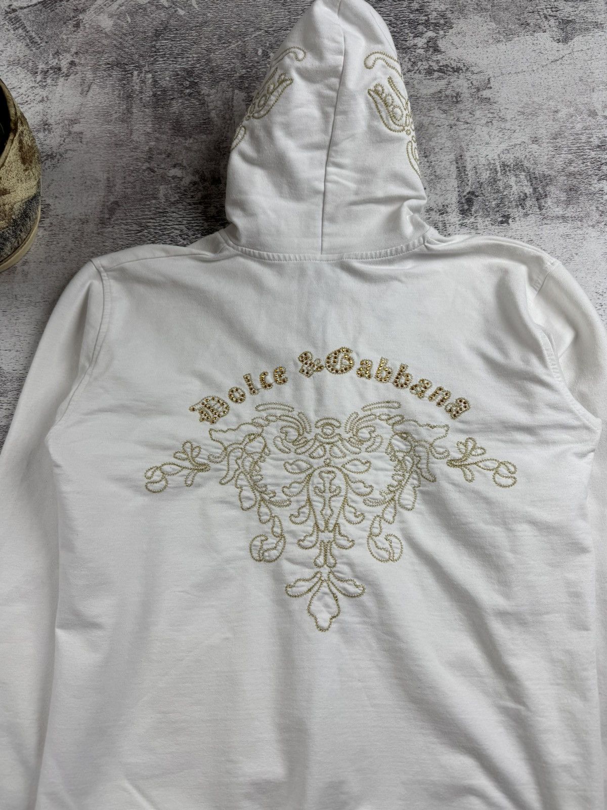 Vintage Dolce Gabbana Women’s XL Vintage D&G 90s White Y2K Zip Hoodie Pullover Size XL / US 12-14 / IT 48-50 - 5 Thumbnail
