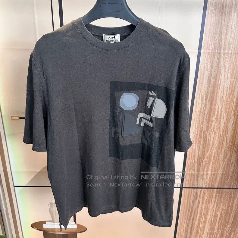 Hermes Hermes Black and Gray Geometric Patchwork Leather Short Sl Size US L / EU 52-54 / 3 - 1 Thumbnail