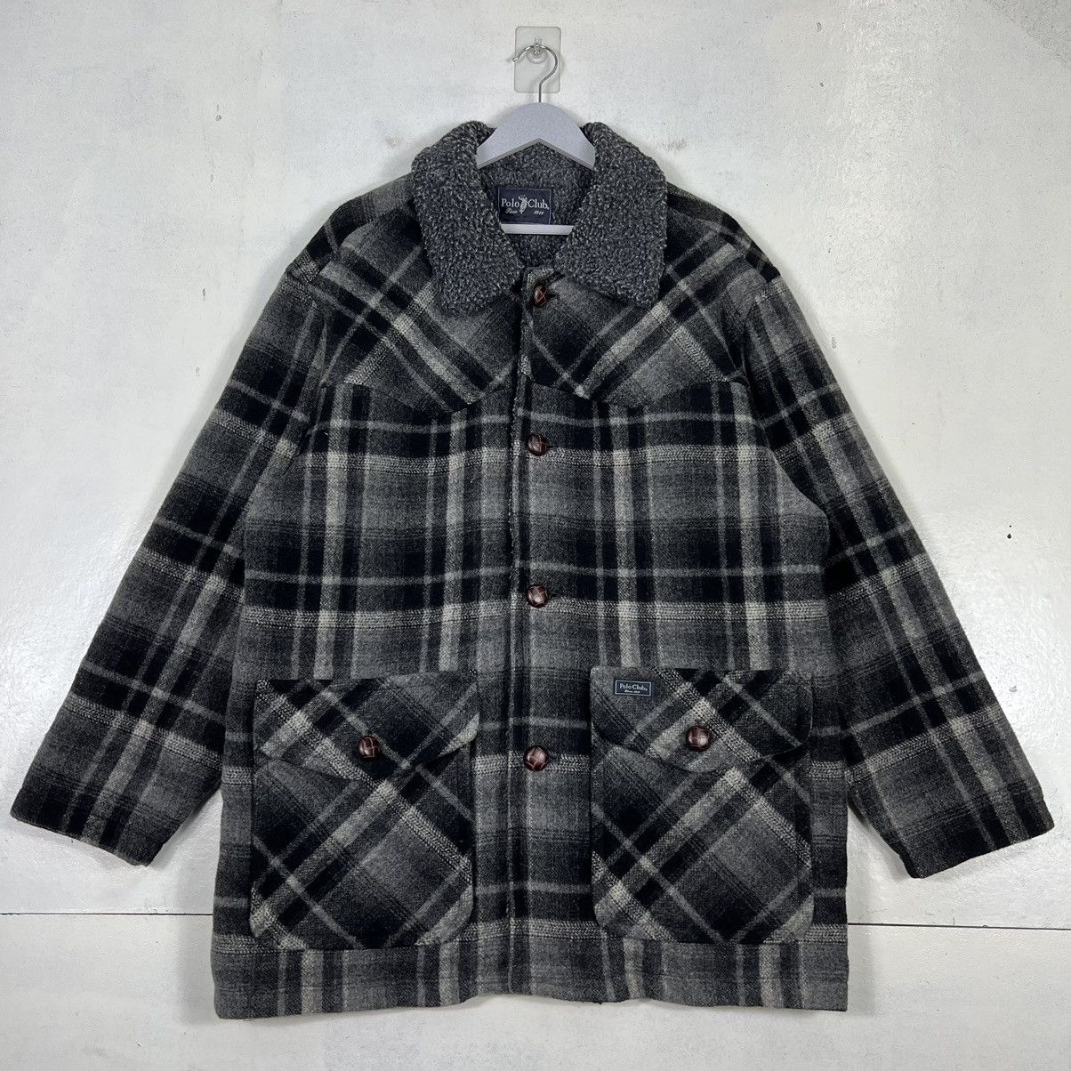 Japanese Brand 🔥 PLAID POLO CLUB WOOL CPO COMBAT JACKET Size US L / EU 52-54 / 3 - 2 Thumbnail