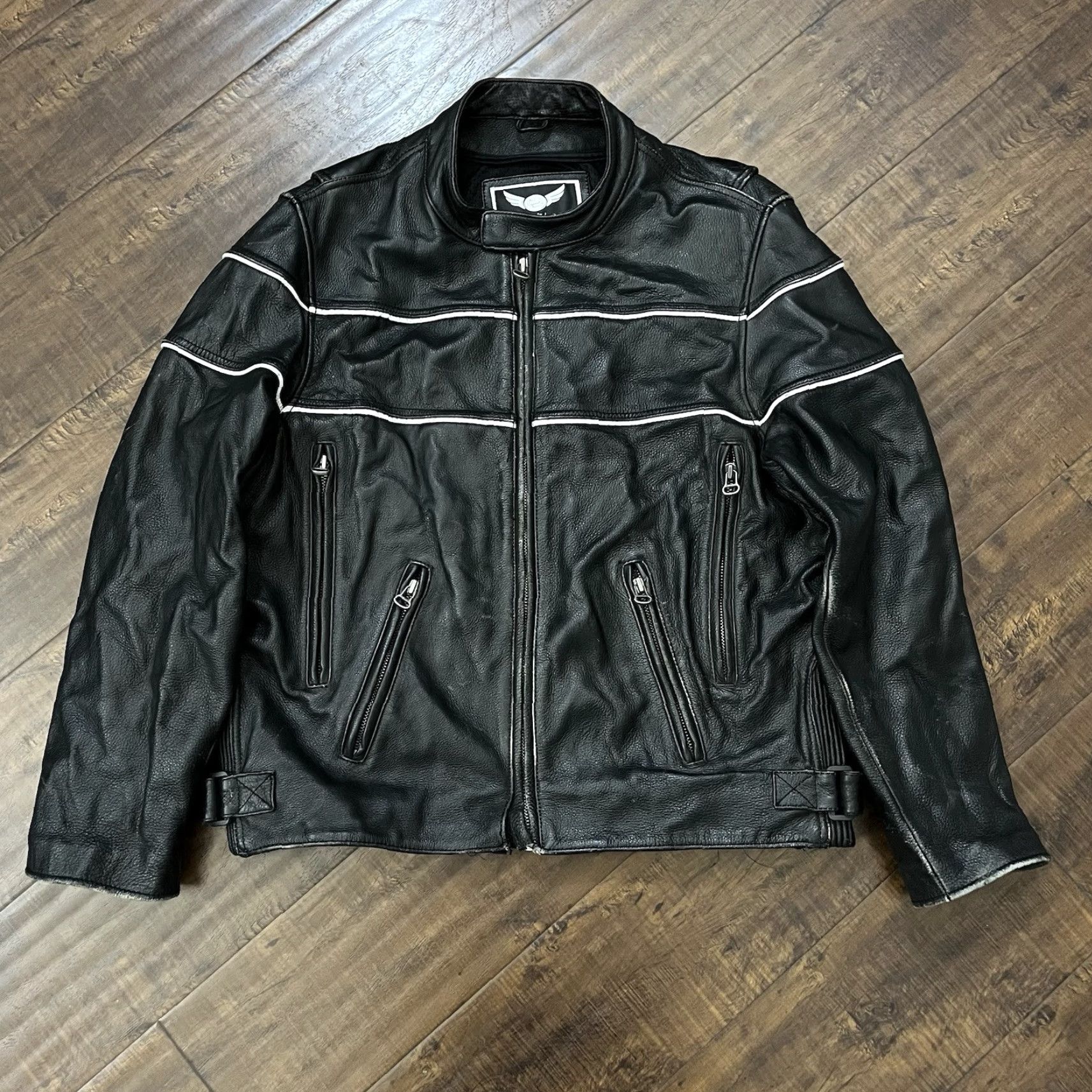 Vintage VINTAGE Street Legal Leather Jacket - Motorcycle Biker Cafe Racer Full Zip, Mens XL, Black, Classic Style Size US XL / EU 56 / 4 - 2 Thumbnail