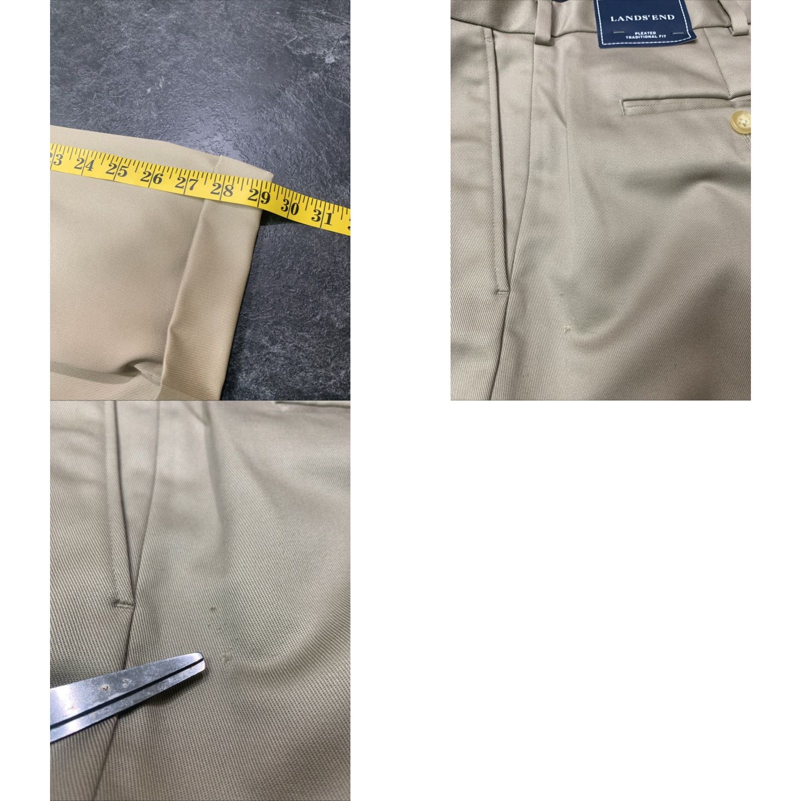 Lands' End Lands' End Men’s 42L Chino Pants Khaki Beige Pleated, Cuffed, Belted, Pockets, Straight Leg, 60% Cotton 40% Polyester, Machine Washable, Big & Tall Size US 42 / EU 58 - 8 Thumbnail