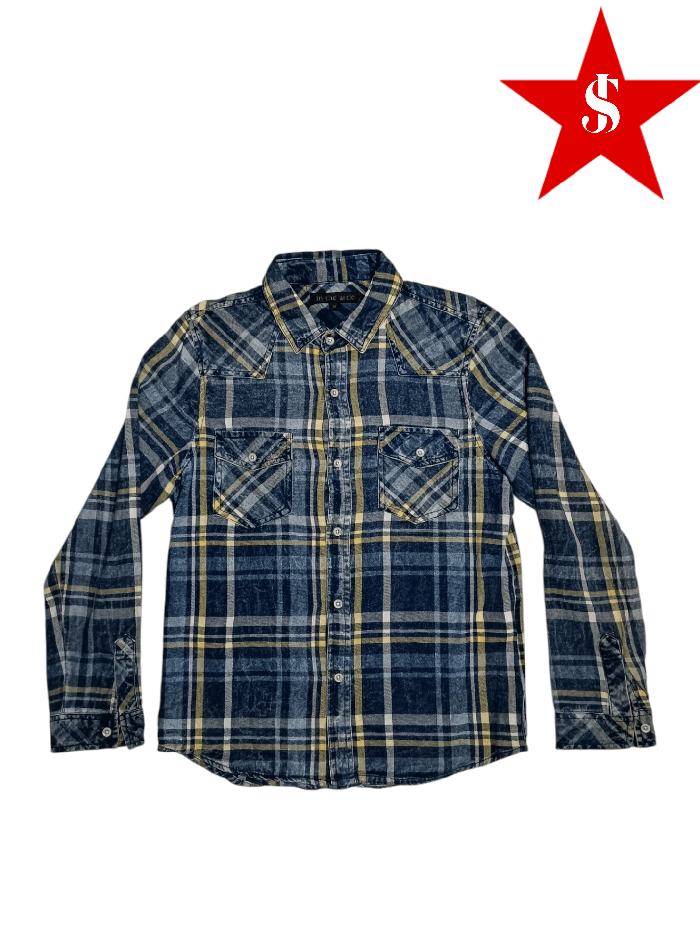 In The Attic Distressed Dry Indigo Denim Shirt