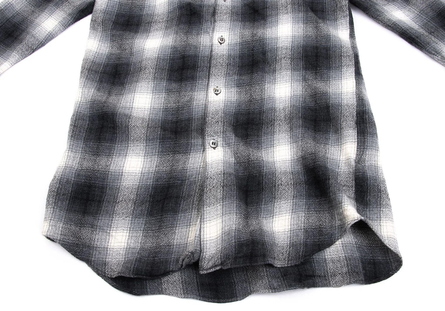 Ganryu Wool Ombre Check Flannel Shirt in Gray Off, Size S Size US S / EU 44-46 / 1 - 8 Thumbnail