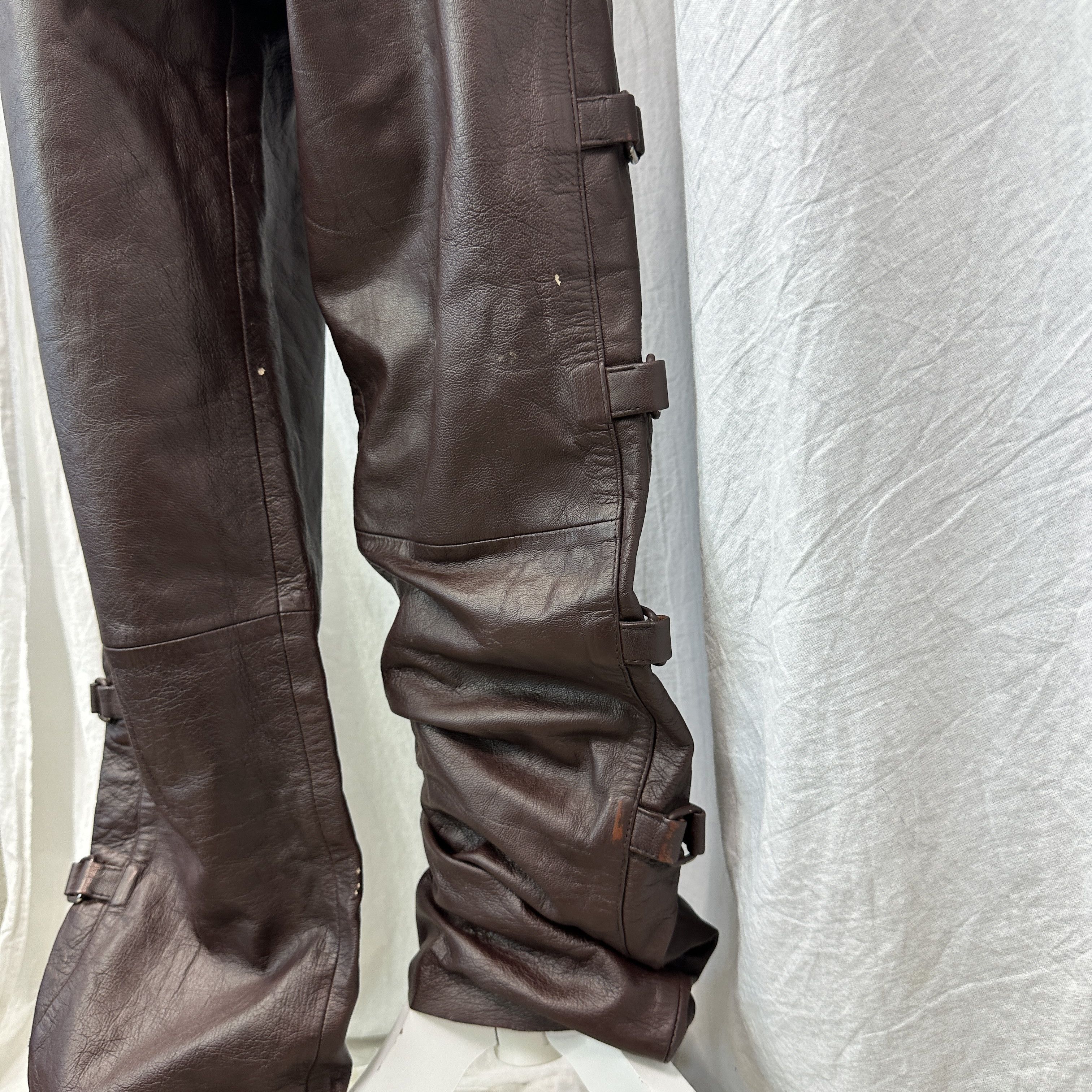 Vintage Vintage Avant Garde Grunge Leather Buckled Pants Y2K Size 26" / US 2 / IT 38 - 4 Thumbnail