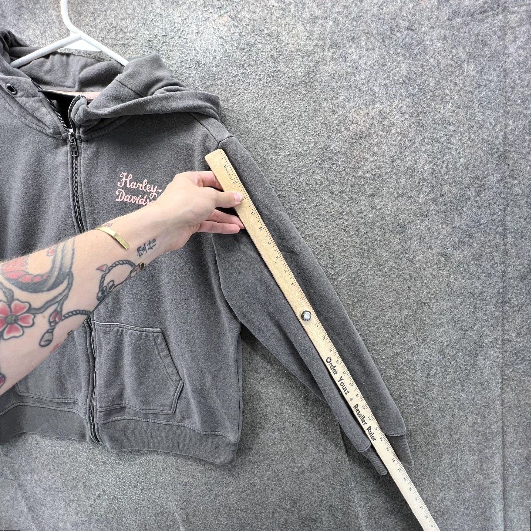 Harley Davidson Harley-Davidson Hoodie Womens XL Gray Full Zip Fleece Logo Sweatshirt Biker Size XL / US 12-14 / IT 48-50 - 4 Thumbnail