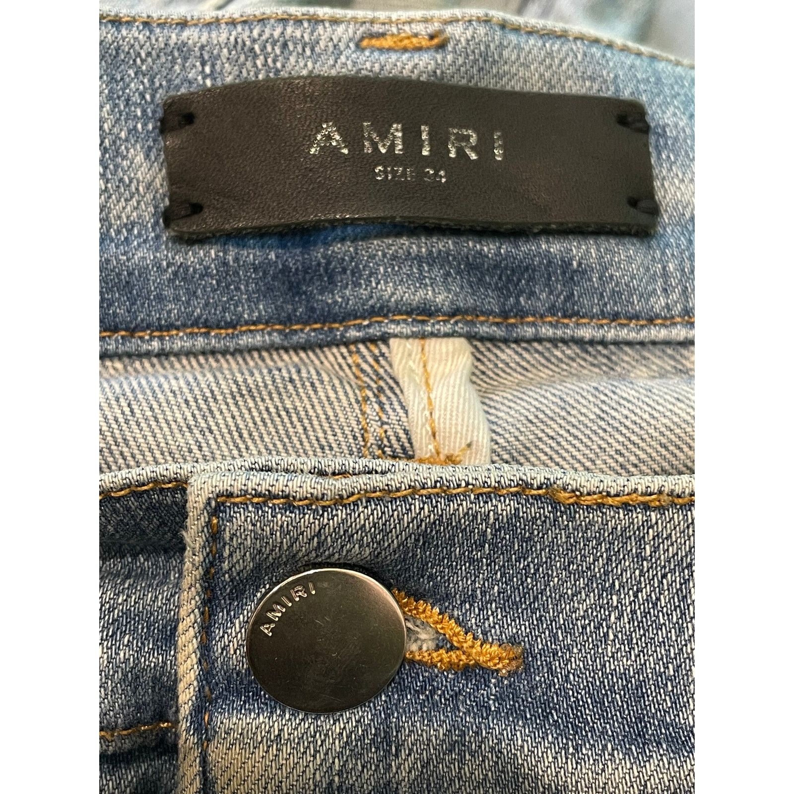 Amiri Amiri MX2 Blue & Orange Plaid Patch Light Wash Blue Jeans Size US 34 / EU 50 - 8 Thumbnail
