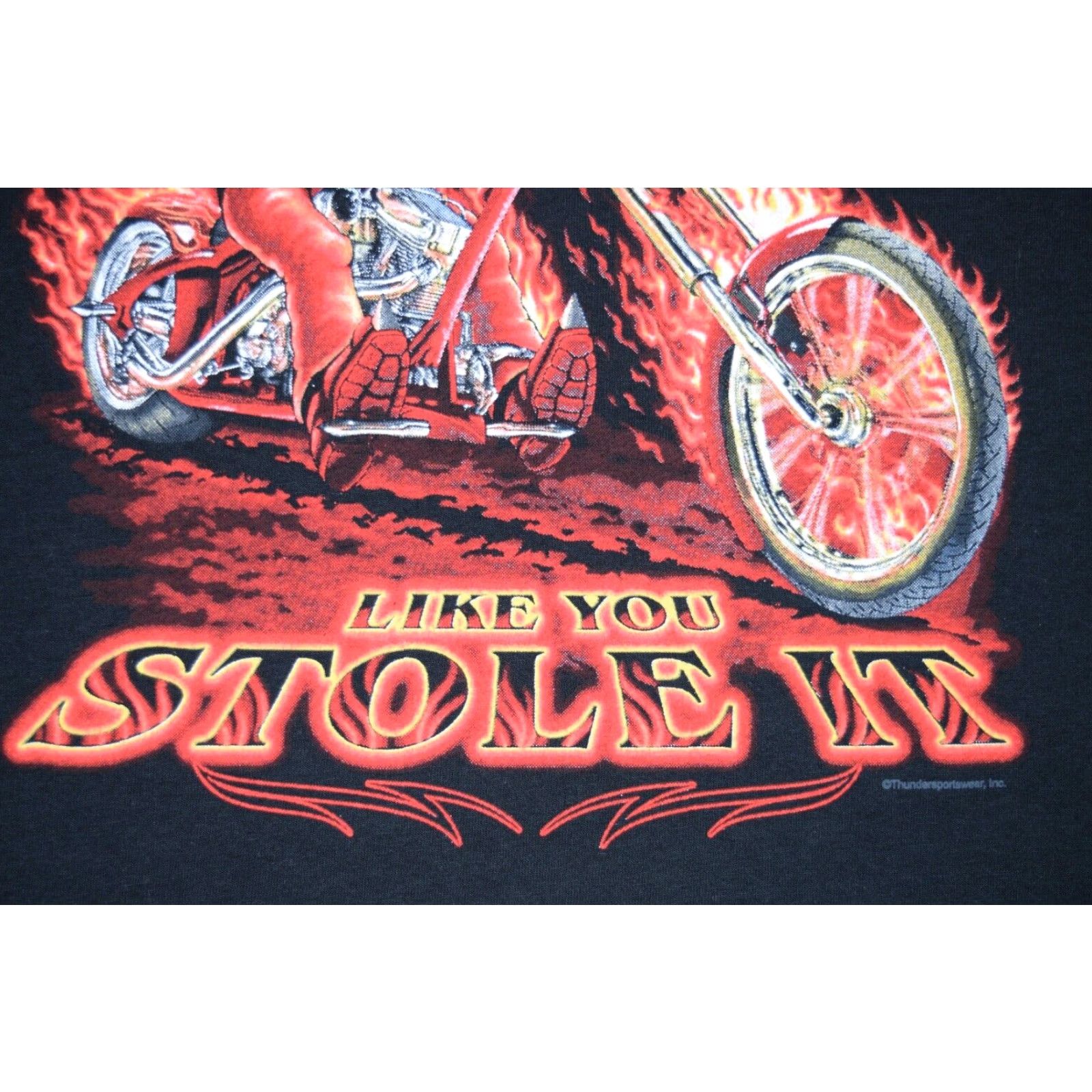 Vintage VINTAGE Thunder Sportswear T-Shirt Men Large Black All Over Flames 90s Biker Graphic Tee Size US L / EU 52-54 / 3 - 4 Thumbnail
