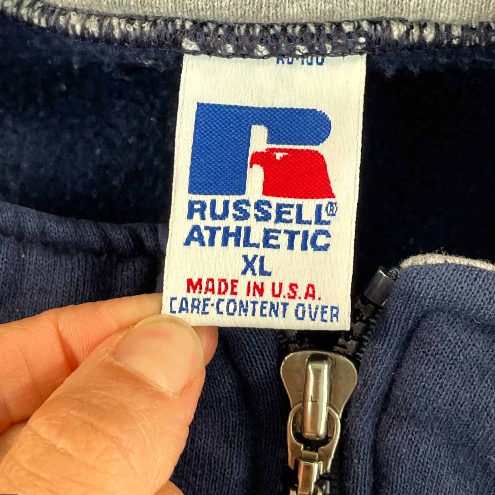 Russell Athletic VINTAGE Russell Athletic Quarter Zip Pullover Sweatshirt Men XL Navy USA Made Size US XL / EU 56 / 4 - 2 Thumbnail