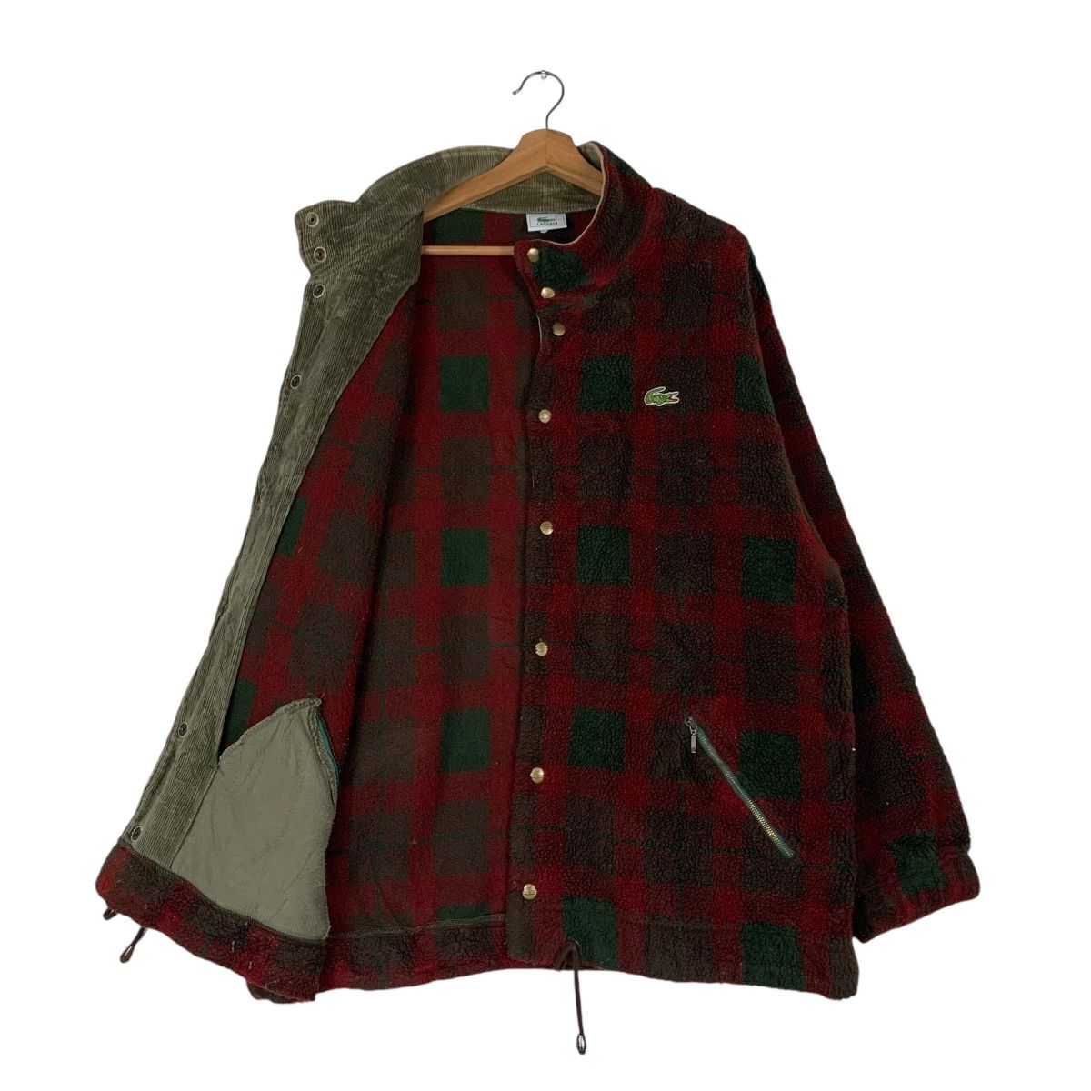 Lacoste LACOSTE Red Tartan Checked Fleece Jacket #1279-C58 Size US XL / EU 56 / 4 - 9 Thumbnail