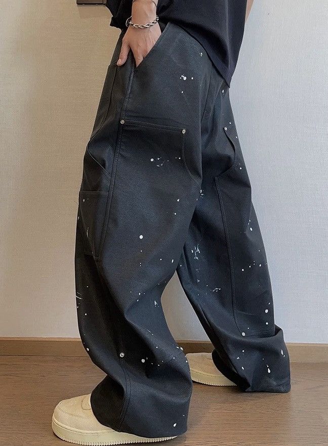 Japanese Brand × Vintage Avant garde reverse front multi pocket faux leather pants Size US 34 / EU 50 - 2 Thumbnail