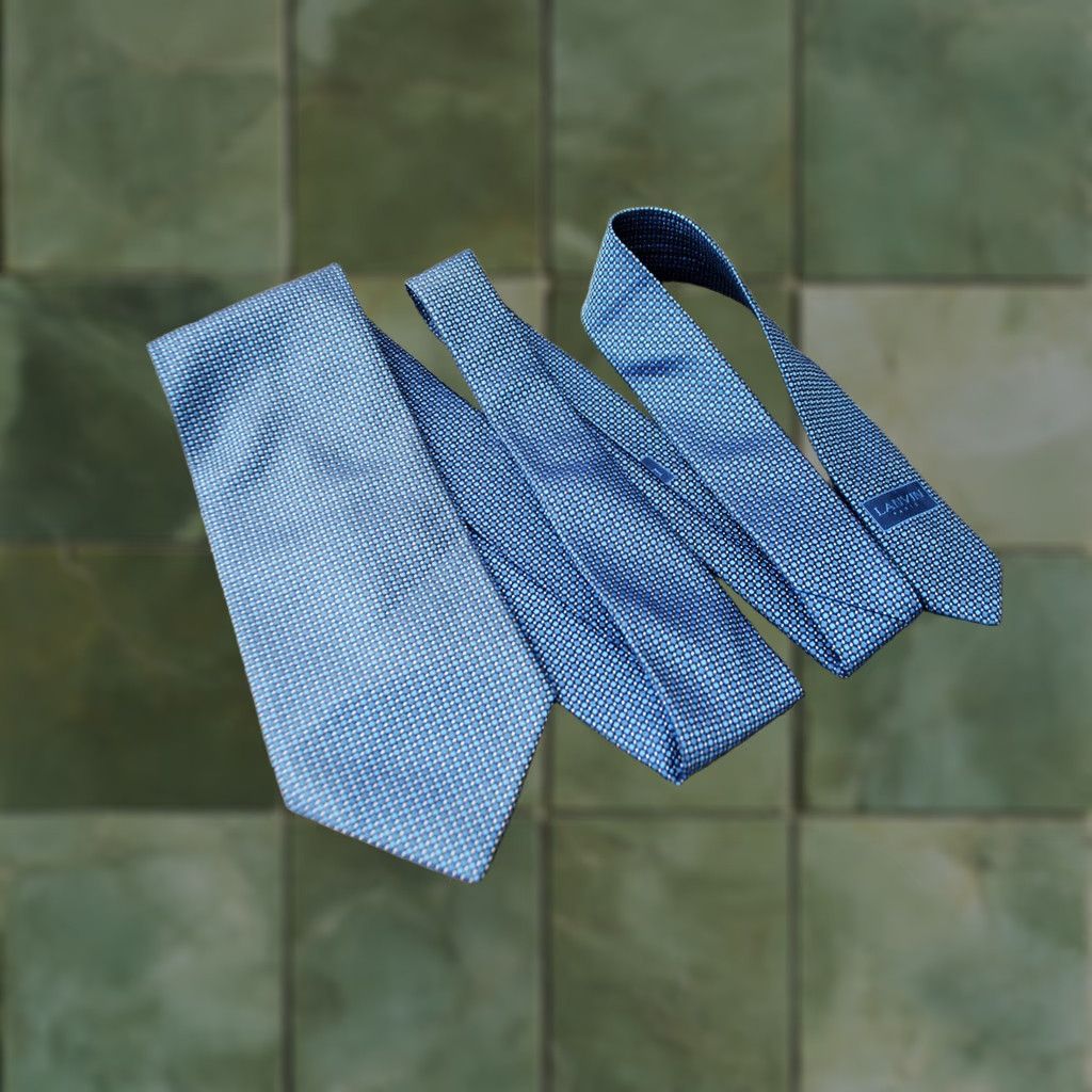 Lanvin LANVIN PARIS NECK TIE MADE IN FRANCE 100% PURE SILK BLUE DROPS PATTERN ORIGINAL Size ONE SIZE - 1 Thumbnail