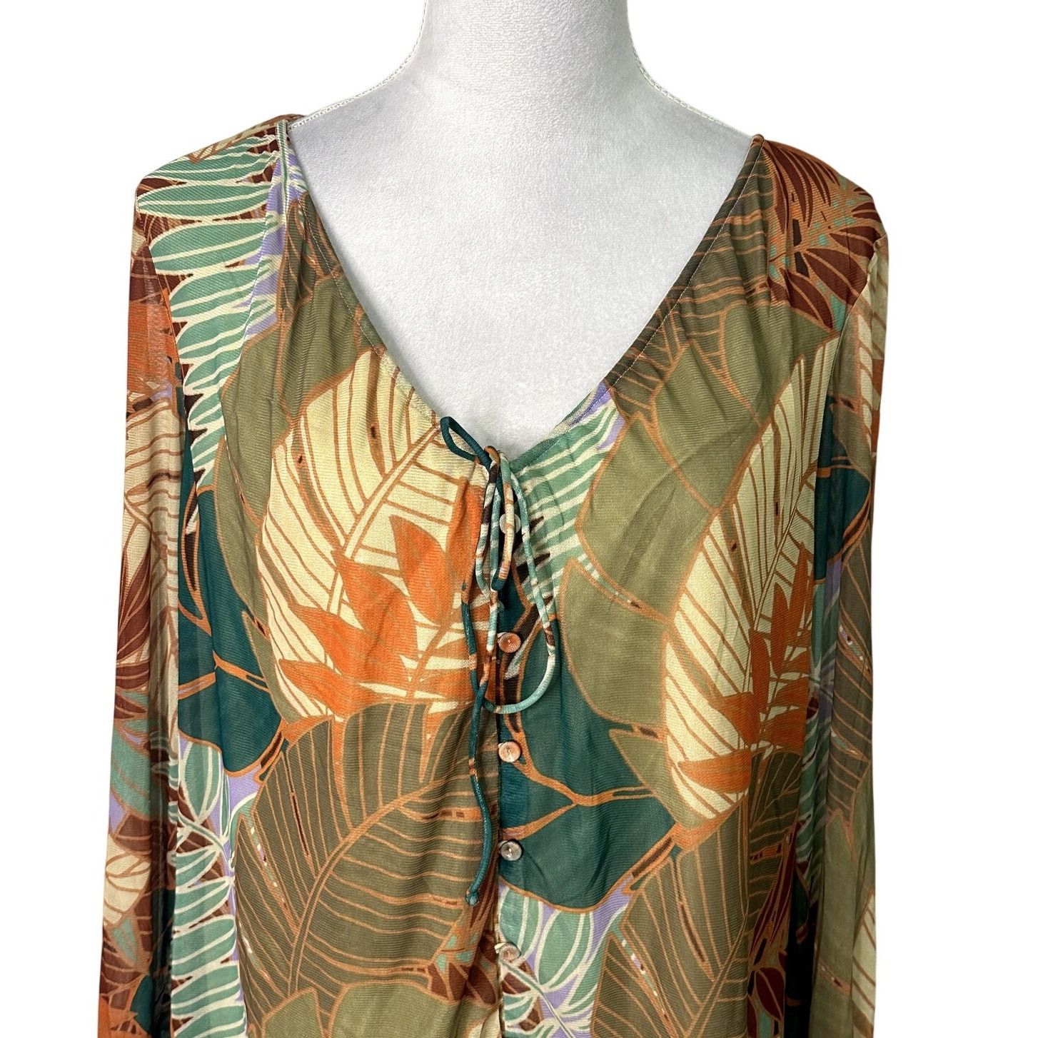 Other DR2 By Daniel Rainn Blouse Sheer Leaf Bell Sleeve Women's L Size L / US 10 / IT 46 - 3 Thumbnail