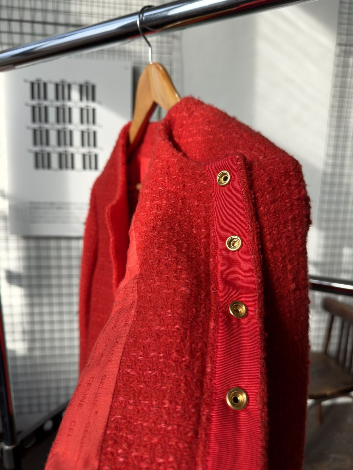 Celine Celine Chasseur Tweed Evening Wool Jacket Red Gold Buttoned Size M / US 6-8 / IT 42-44 - 15 Thumbnail