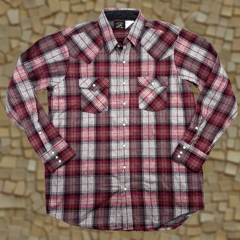 Vintage VINTAGE Saddle King Western Pearl Snap Shirt Men's XL Red Plaid Flannel Heavy Size US XL / EU 56 / 4 - 1 Thumbnail