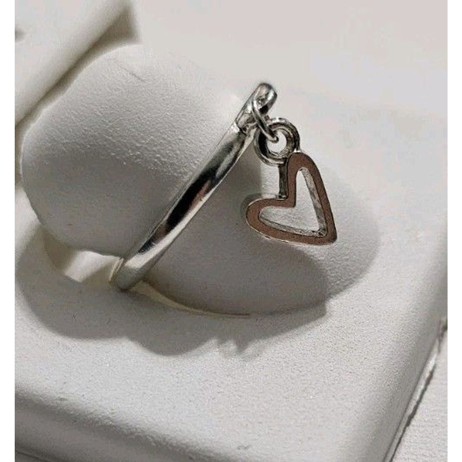 Other Sterling Silver Dangle Heart Ring 925 Size 6.5 Size ONE SIZE - 2 Thumbnail