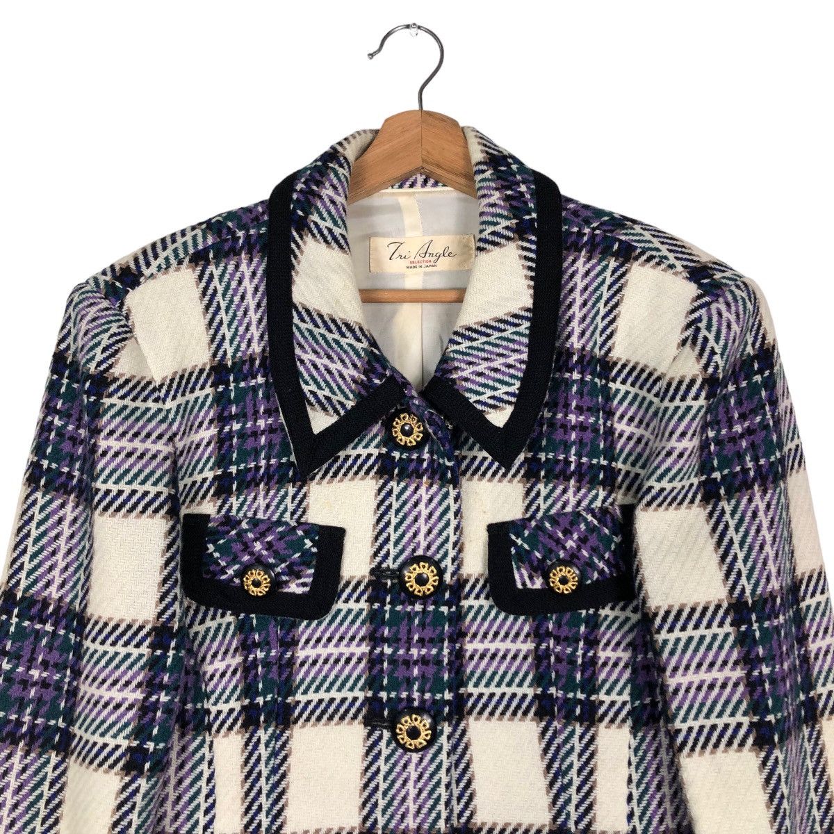 Japanese Brand Vintage Cropped Jacket Tri Angle Issey Miyake Tartan Design Size US M / EU 48-50 / 2 - 3 Thumbnail