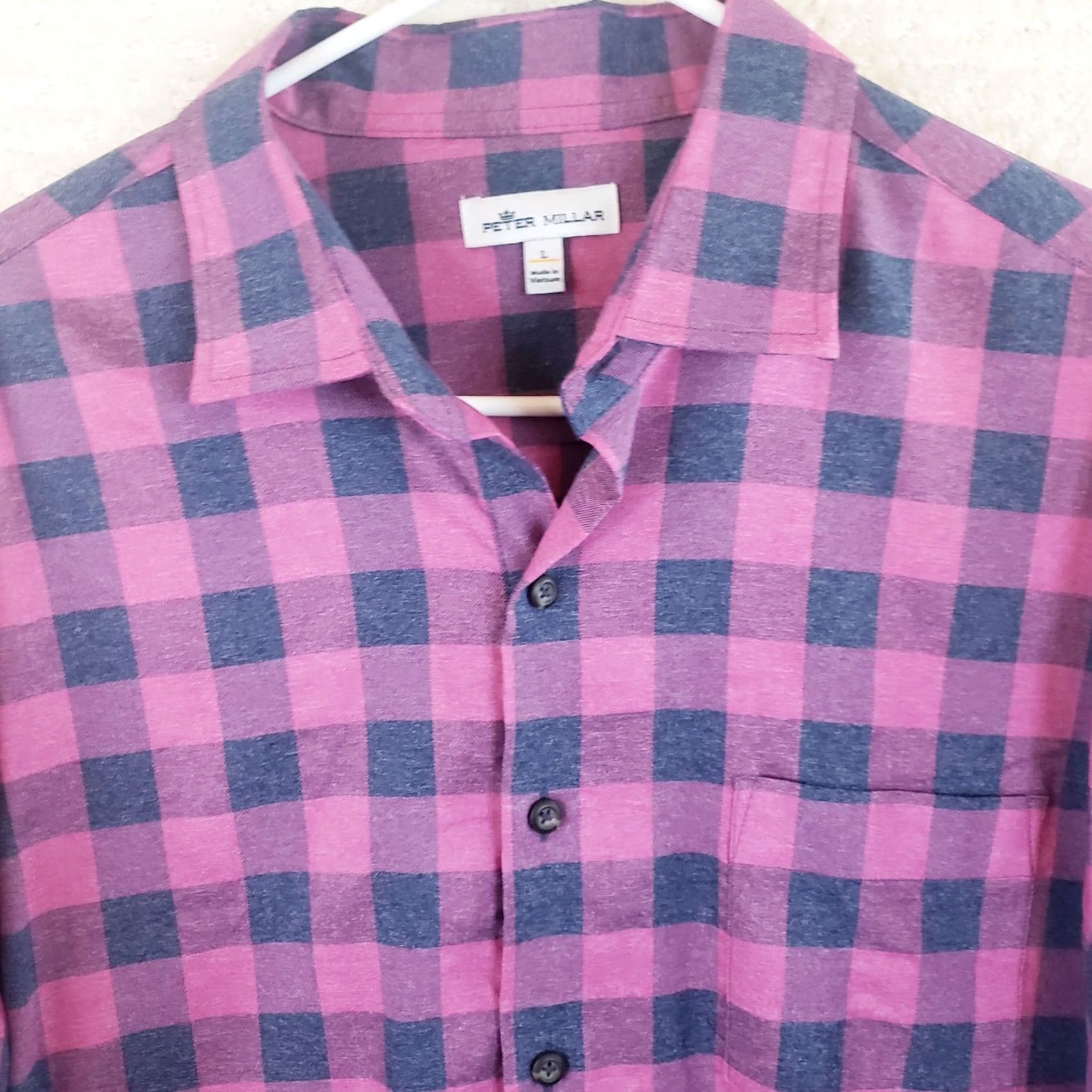 Peter Millar Peter Millar Men’s L Pink Plaid Button-Down Light Preppy Shirt Stretch Size US L / EU 52-54 / 3 - 2 Thumbnail