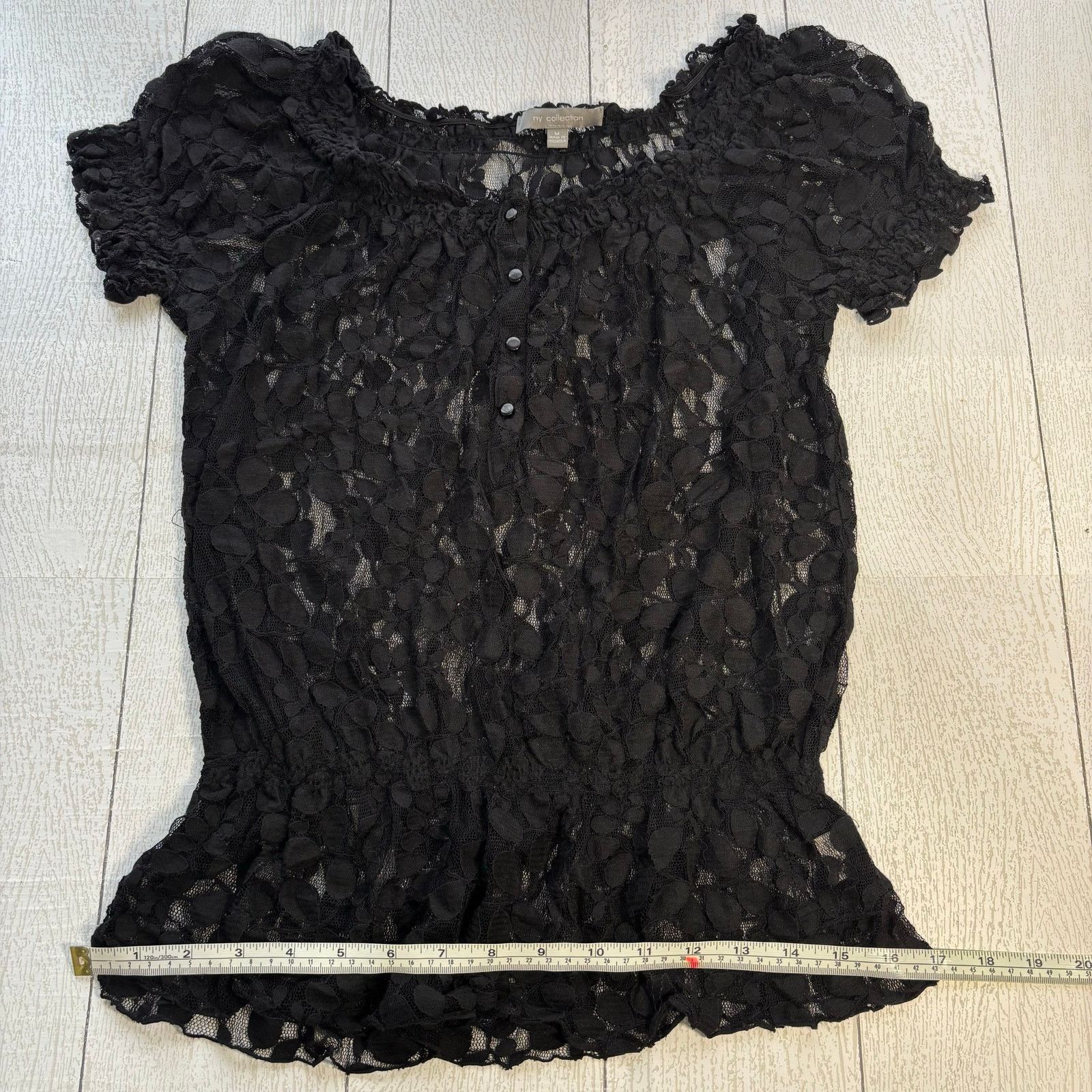Other NY Collection Sheer Black Lace Short Sleeve Blouse Size Med Size M / US 6-8 / IT 42-44 - 2 Thumbnail
