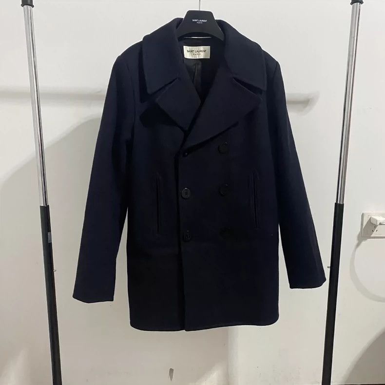 Yves Saint Laurent Saint Laurent 16 FW Black Double Breasted Navy Button Coat Size US M / EU 48-50 / 2 - 1 Thumbnail