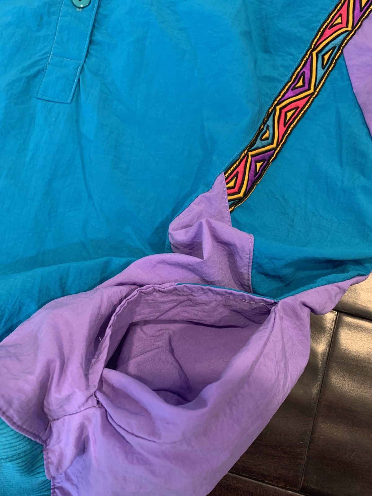Vintage Lavon Vintage 80's Purple Blue Athletic Windbreaker Polo Size US L / EU 52-54 / 3 - 3 Thumbnail