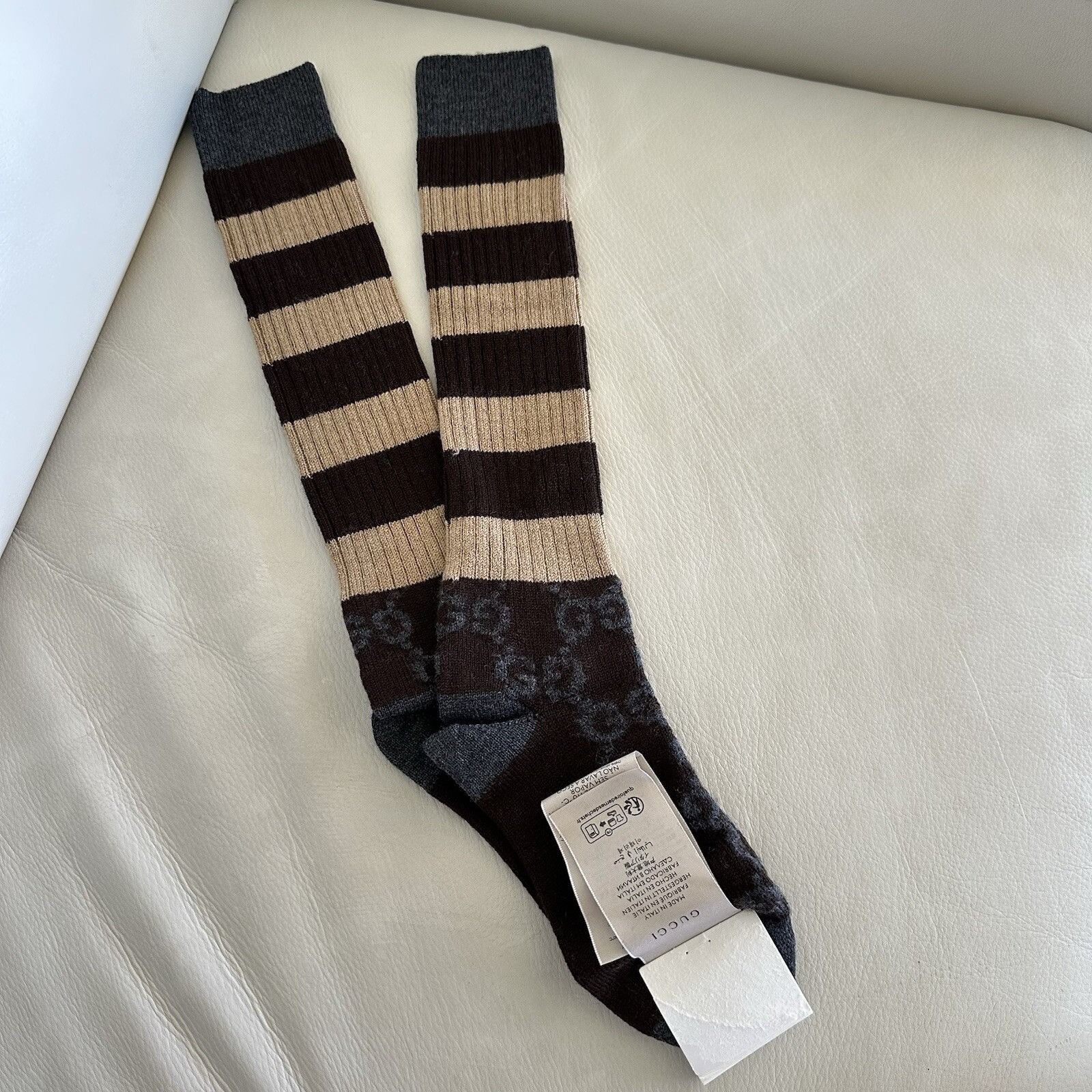 Gucci NEW GUCCI SOCKS BROWN STRIPED GG SIZE M 100% Authentic Size ONE SIZE - 5 Thumbnail