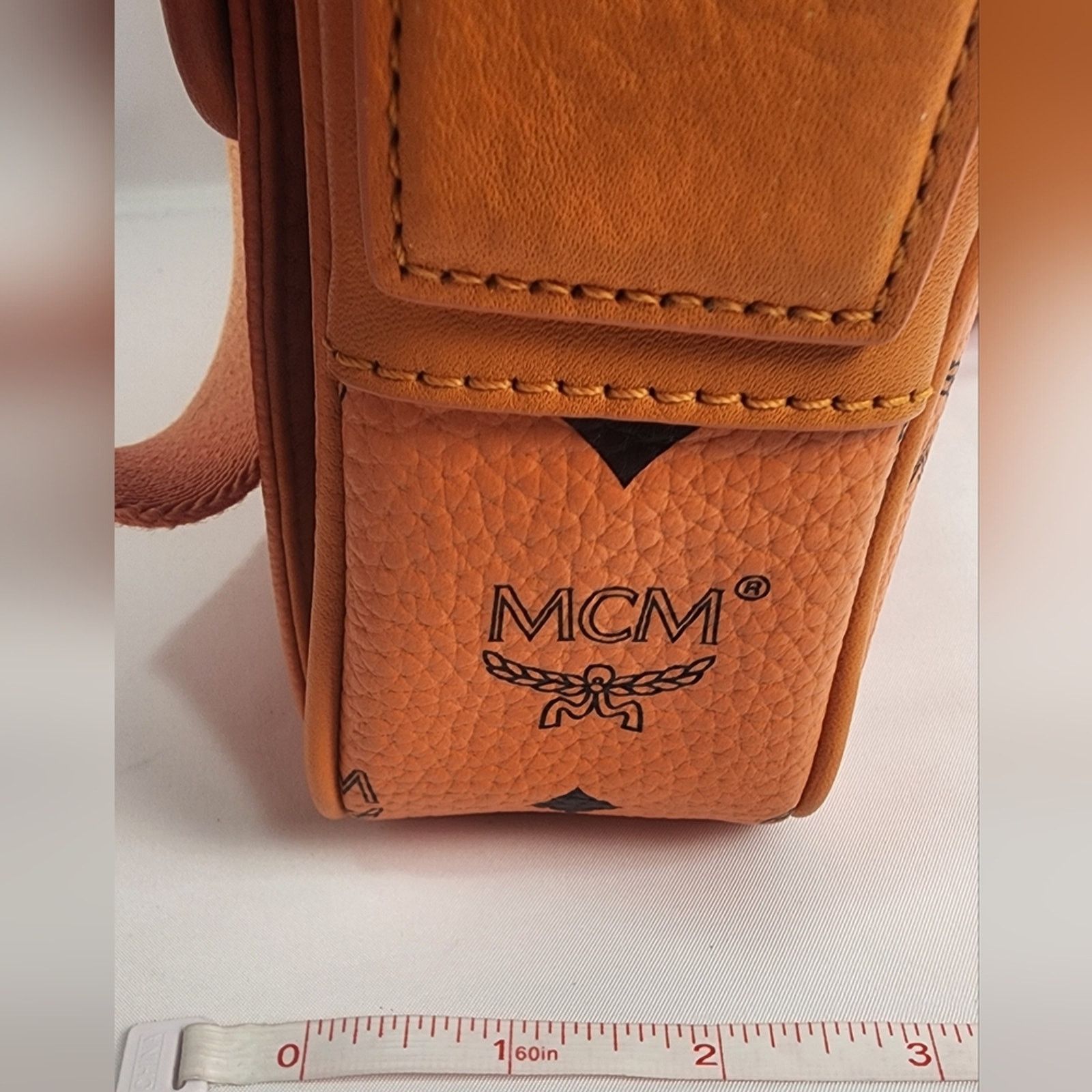 MCM Auth MCM Aren Orange Monogram Crossbody Bag Silver Hardware Size ONE SIZE - 11 Thumbnail
