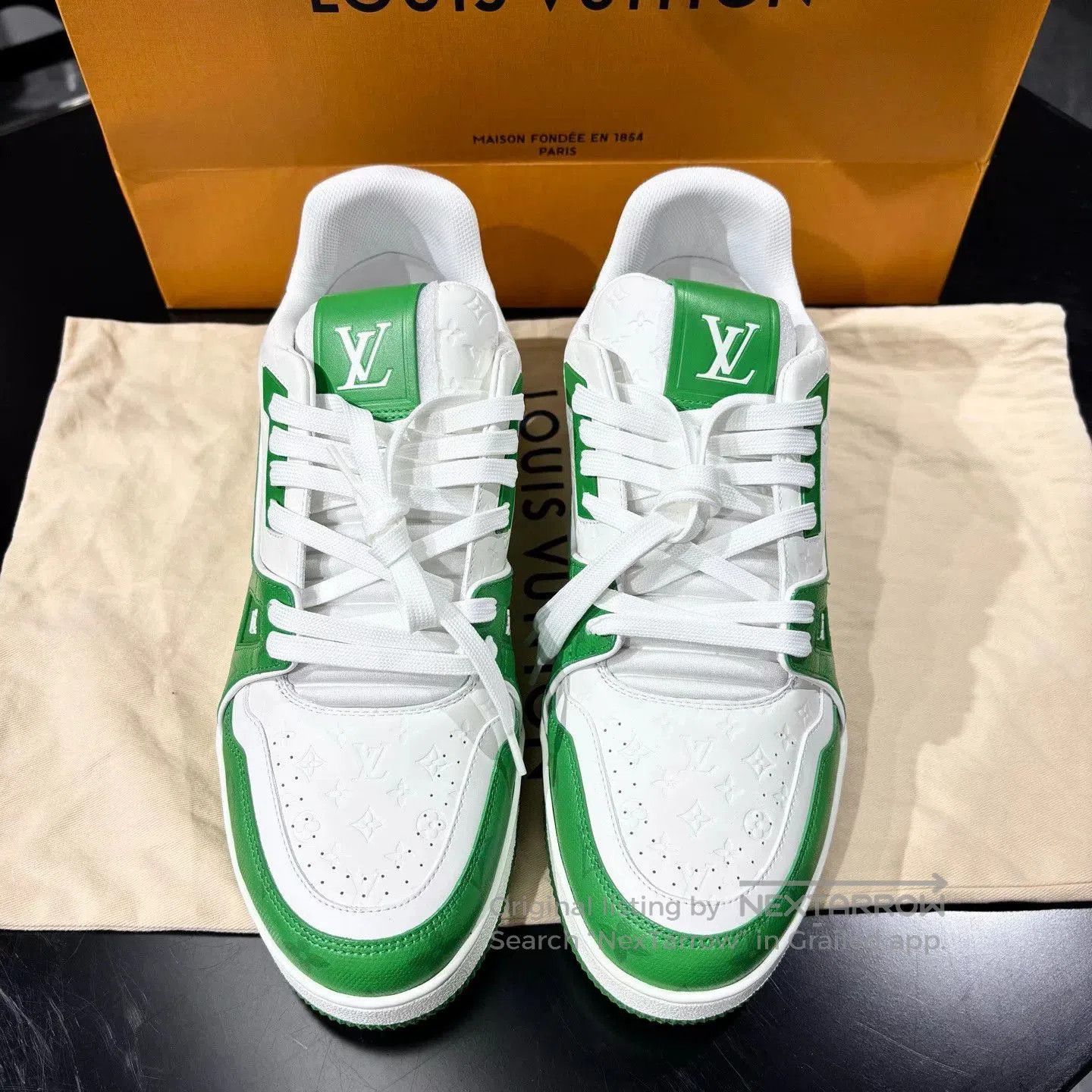 Louis Vuitton LV Trainer Monogram White Green Sneakers. Size US 10 / EU 43 - 2 Thumbnail