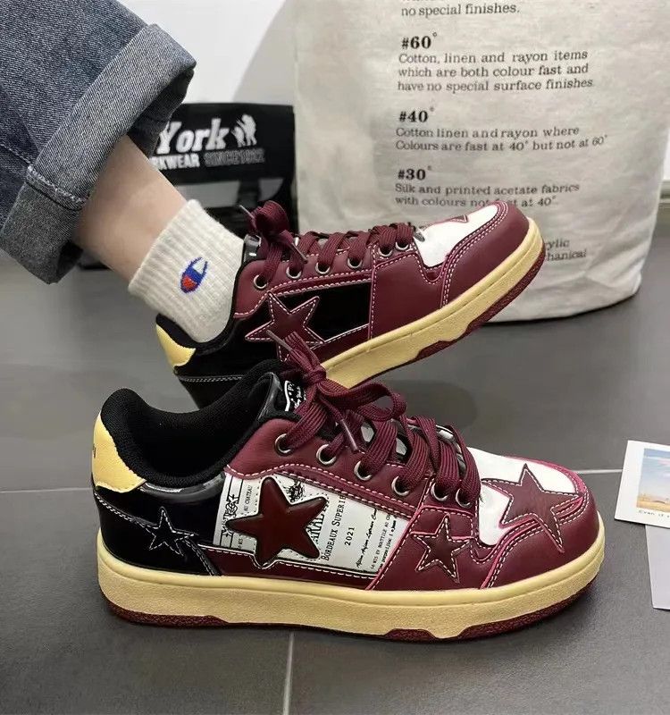 image of Jewelry Black Red Patchwork Sneaker Shoes, Men's