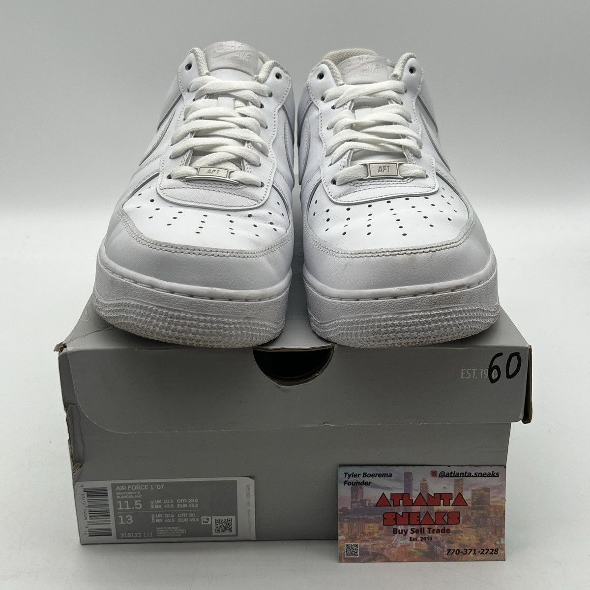 Nike Air Force 1 07 white Size US 11.5 / EU 44-45 - 2 Thumbnail