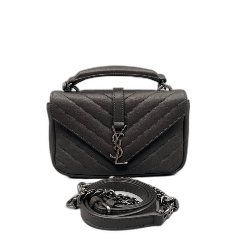 YVES Saint Laurent YSL Gray Silver Mini Crossbody Bag in Grey, Women's