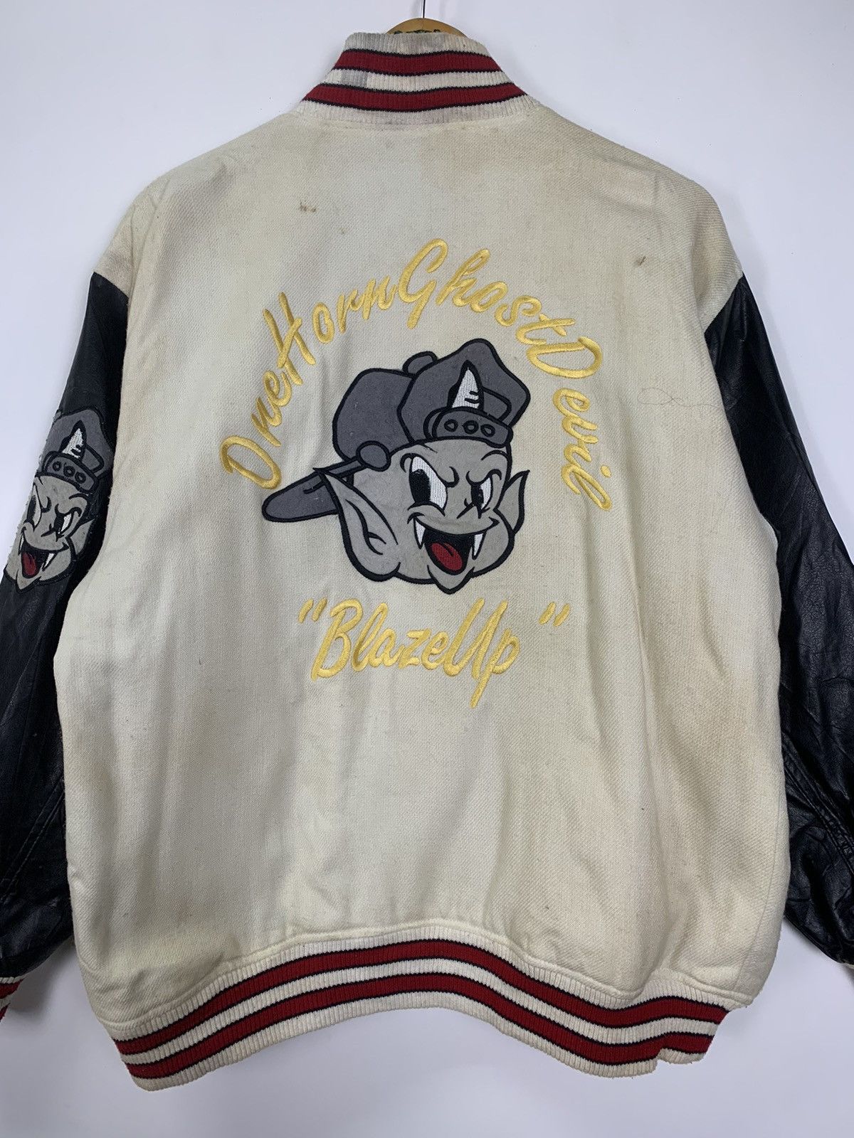 Japanese Brand × Vintage Vintage One Horn Ghost Devil Varsity Jacket Size US M / EU 48-50 / 2 - 13 Thumbnail