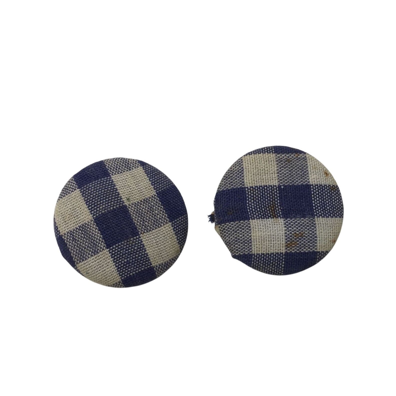 Other Women's White and Blue Gingham Gold Tone Clip On Earrings Size ONE SIZE - 1 Thumbnail