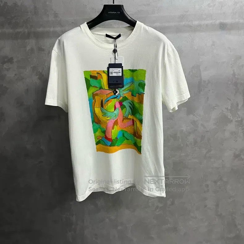 Louis Vuitton White printed crew neck pullover short sleev