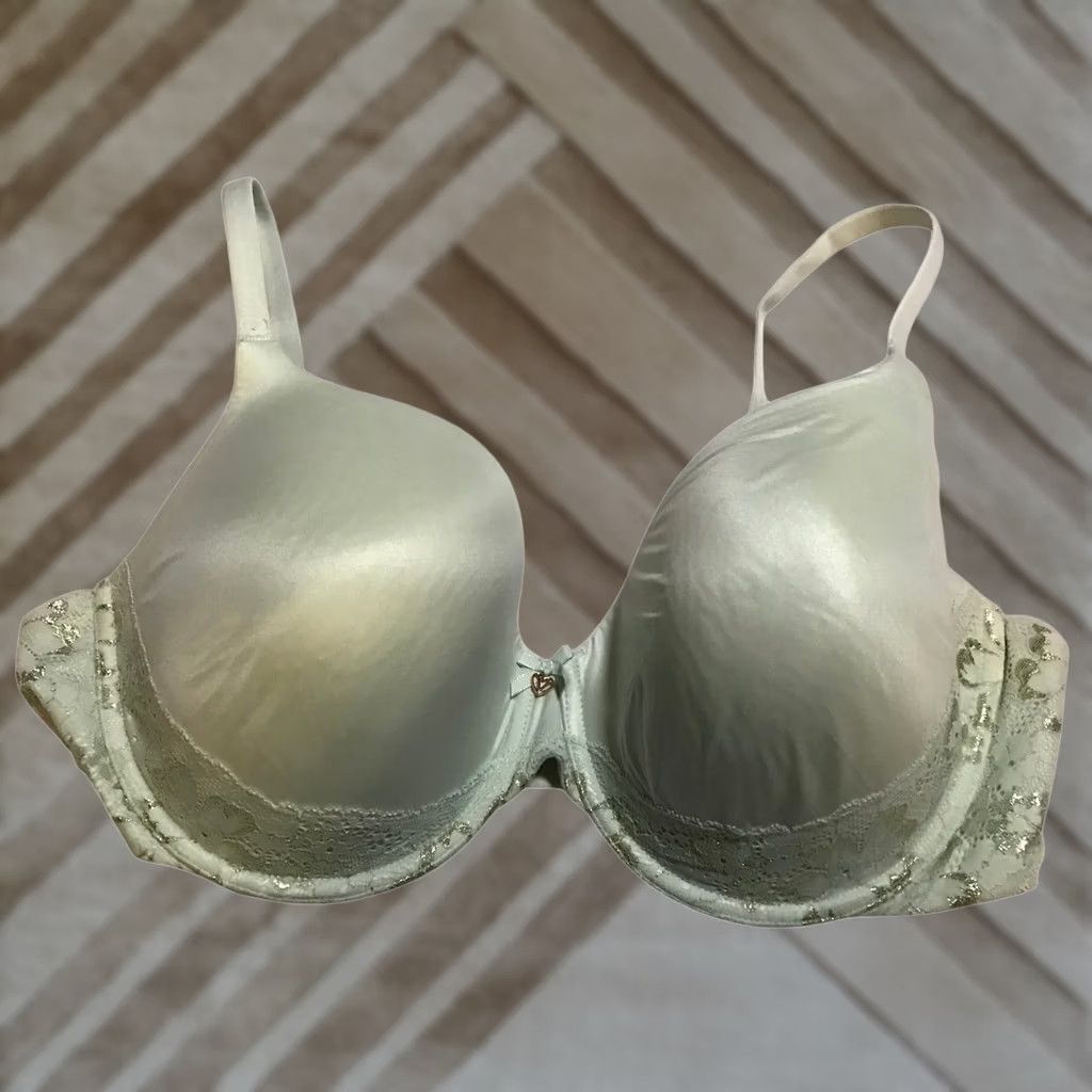 Victoria's Secret Victoria's Secret 38DD Light Blue Push Up Bra Lace Trim Balconette Bra Women Size ONE SIZE - 1 Thumbnail