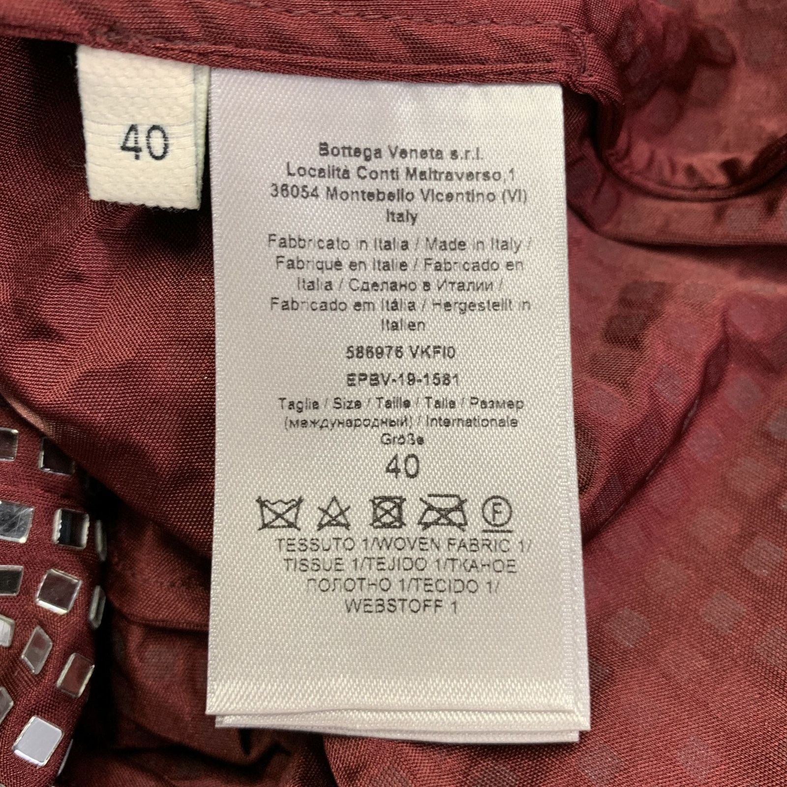 Bottega Veneta BOTTEGA VENETA Burgundy Satin Jersey Embellishment Shirt Size S / US 4 / IT 40 - 6 Thumbnail