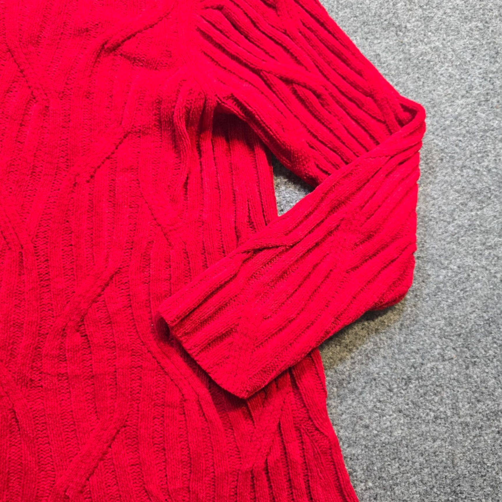 J. Jill J Jill Sweater Womens Large Tall Red Chenille Cable Knit Long Sleeve Casual Pullover Size L / US 10 / IT 46 - 4 Thumbnail