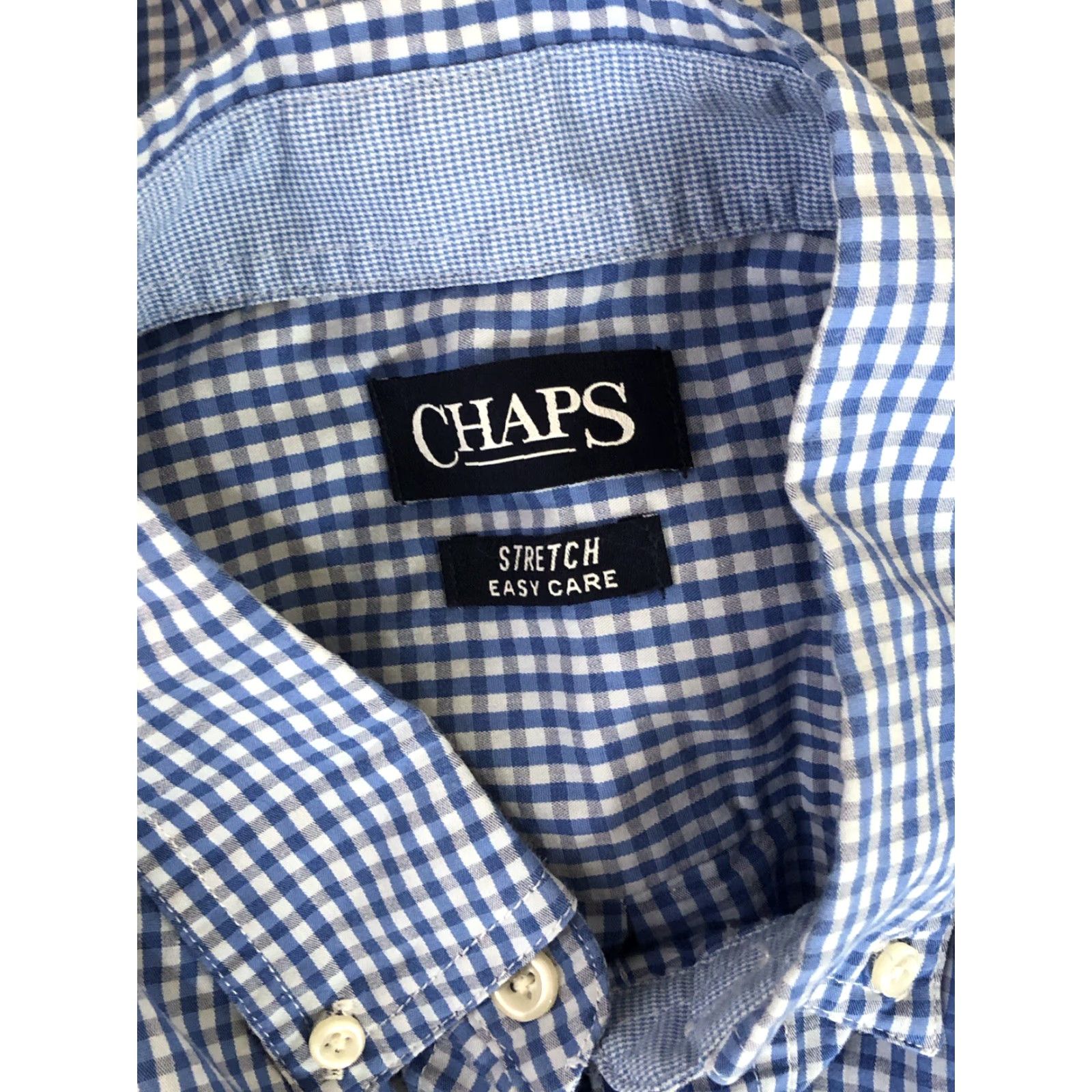 Chaps Chaps RL Oxford Button Up L Blue White Gingham Plaid Long Sleeve Pocket Preppy Shirt Size US L / EU 52-54 / 3 - 4 Thumbnail