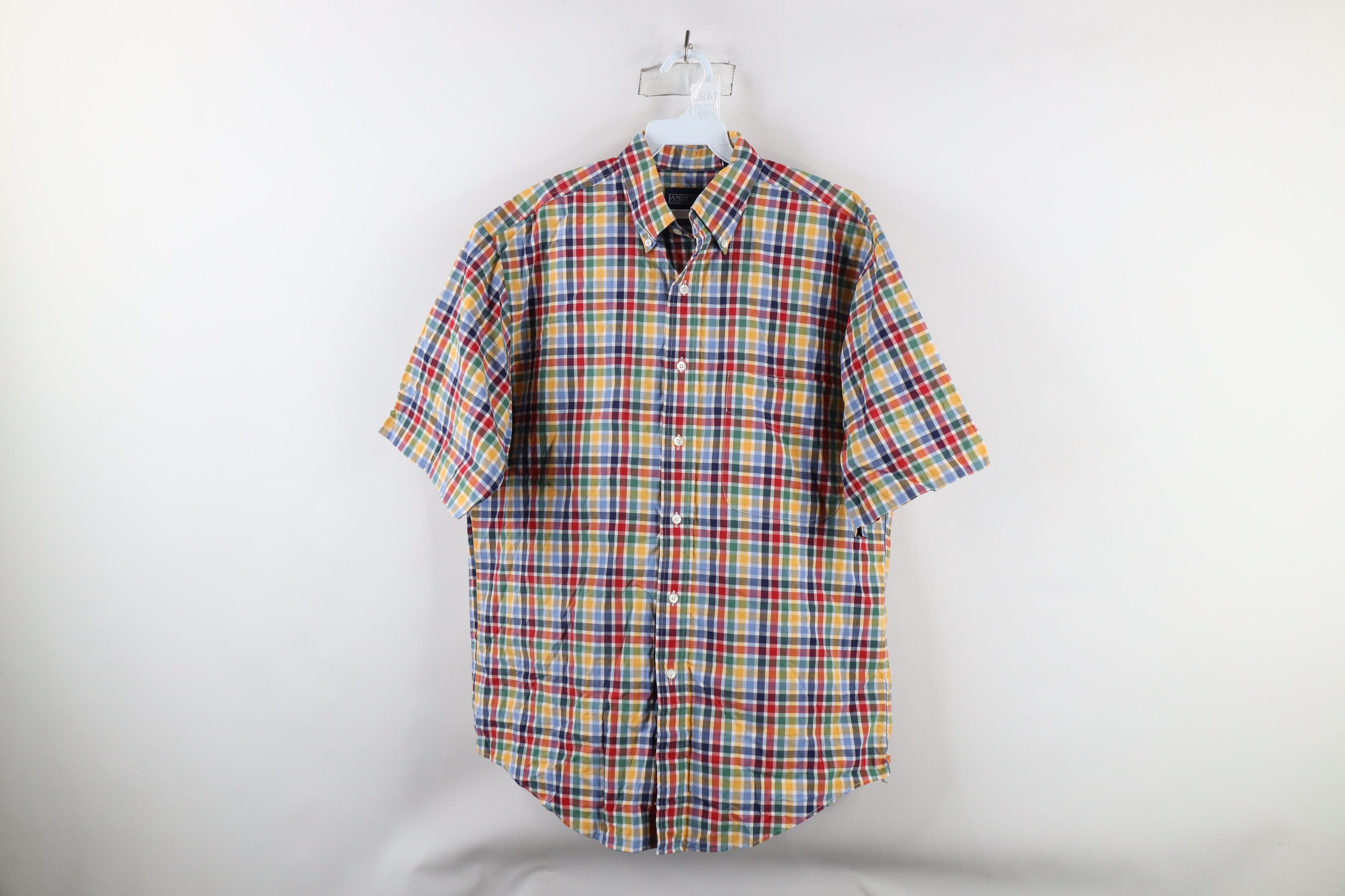 Lands' End × Vintage Vintage Lands End Plaid Short Sleeve Button Down Shirt Size US M / EU 48-50 / 2 - 1 Thumbnail
