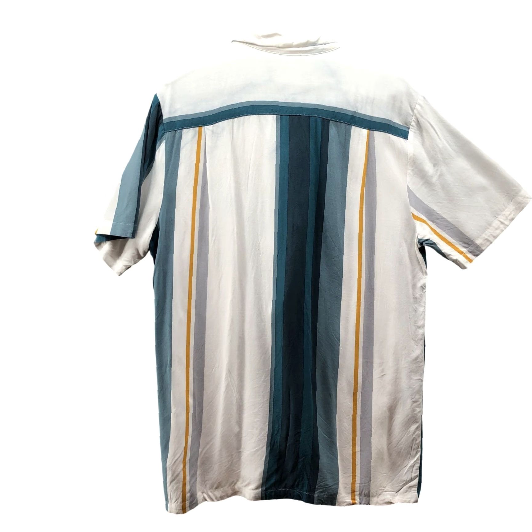 Asos ASOS Relaxed Shirt Mens L Short Sleeve Rayon Resort White Teal Striped Shirt Size US L / EU 52-54 / 3 - 2 Thumbnail