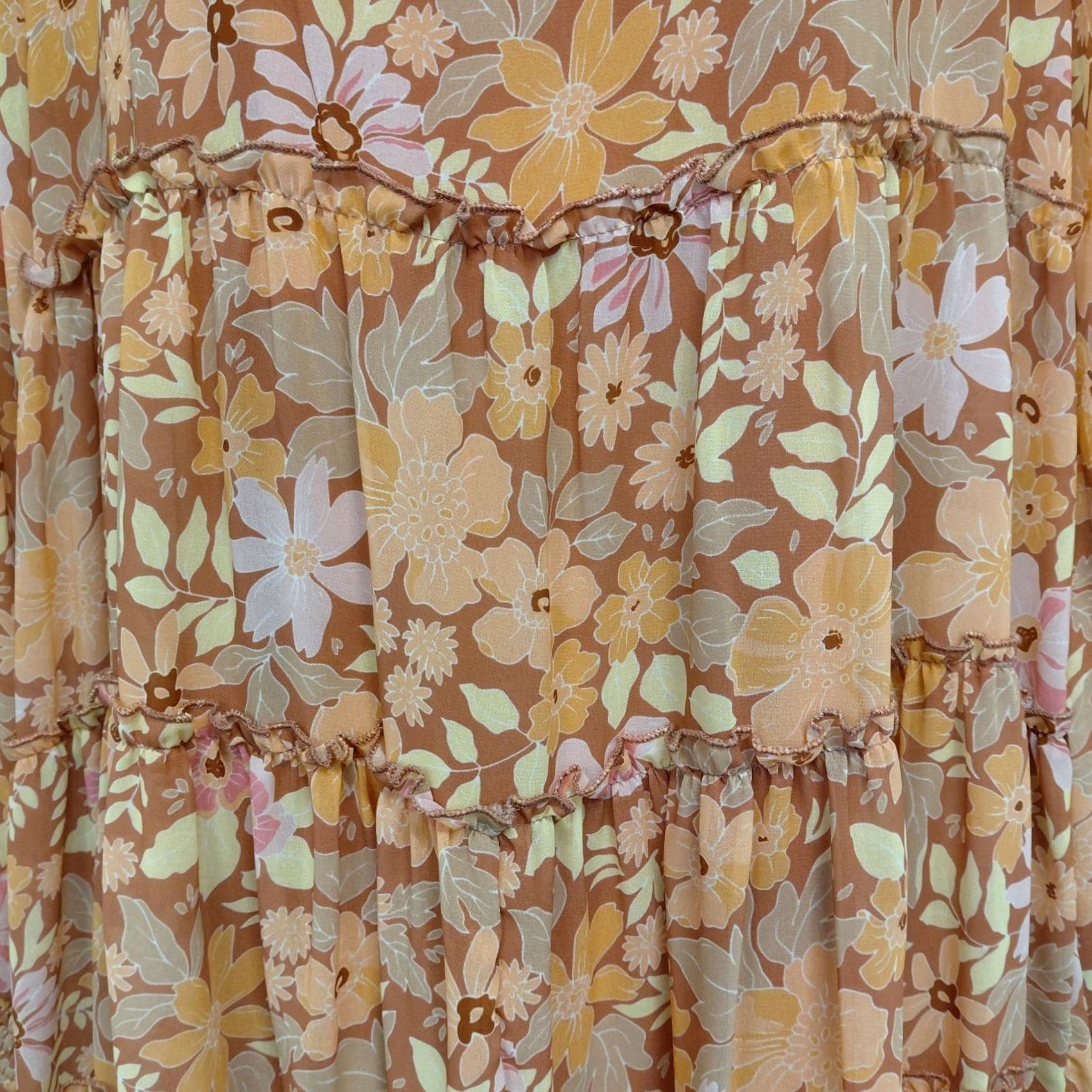 Vintage Peach Love California Dress Women L Peach Floral Long Sleeve Mini Lined Ballon Sleeve Blouson Party/Cocktail Wedding Sundress Short Size L / US 10 / IT 46 - 6 Thumbnail