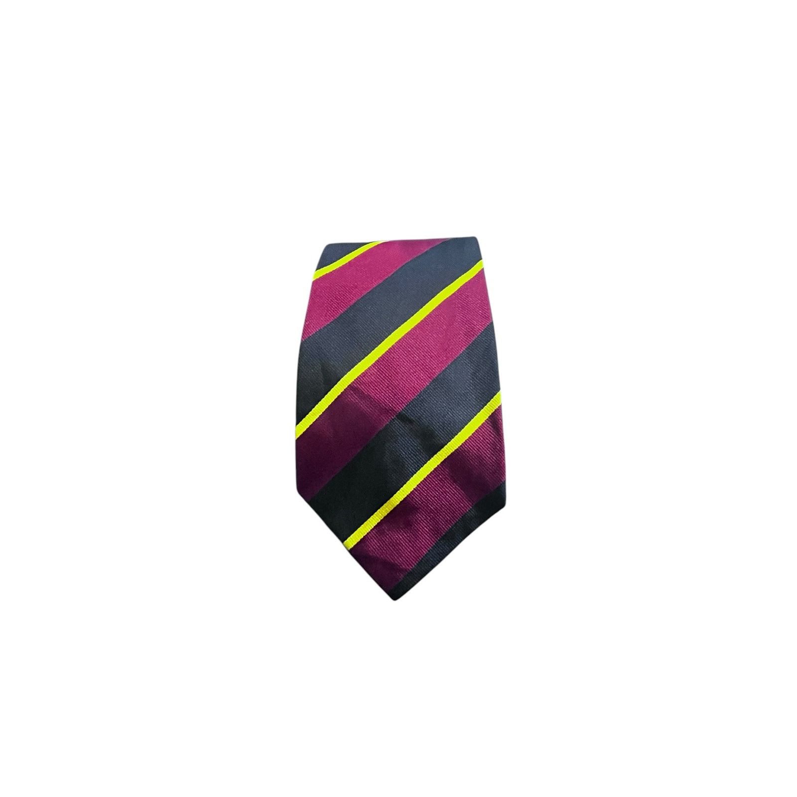 Lands' End Lands' End Maroon Navy Gold Stripe Men's 100% Silk Ties Size ONE SIZE - 1 Thumbnail