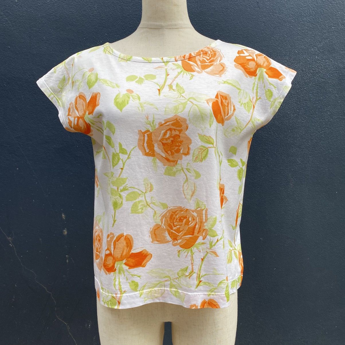 Thierry Mugler Thierry Mugler White Floral Cap Sleeve Blouse Size S / US 4 / IT 40 - 10 Thumbnail