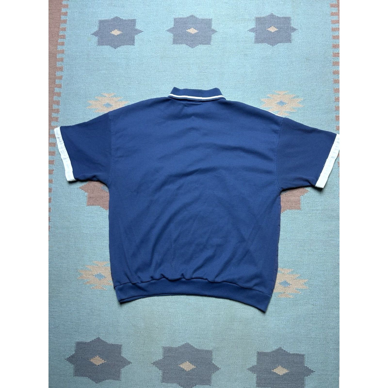 Vintage VINTAGE 80s 90s Short Sleeve Polo Shirt Waffle Knit Blue Tri Tone Men’s XL Polo Shirt - Blue, Unbranded, Knit, Short Sleeve, Regular, Men, XL Size US XL / EU 56 / 4 - 5 Thumbnail
