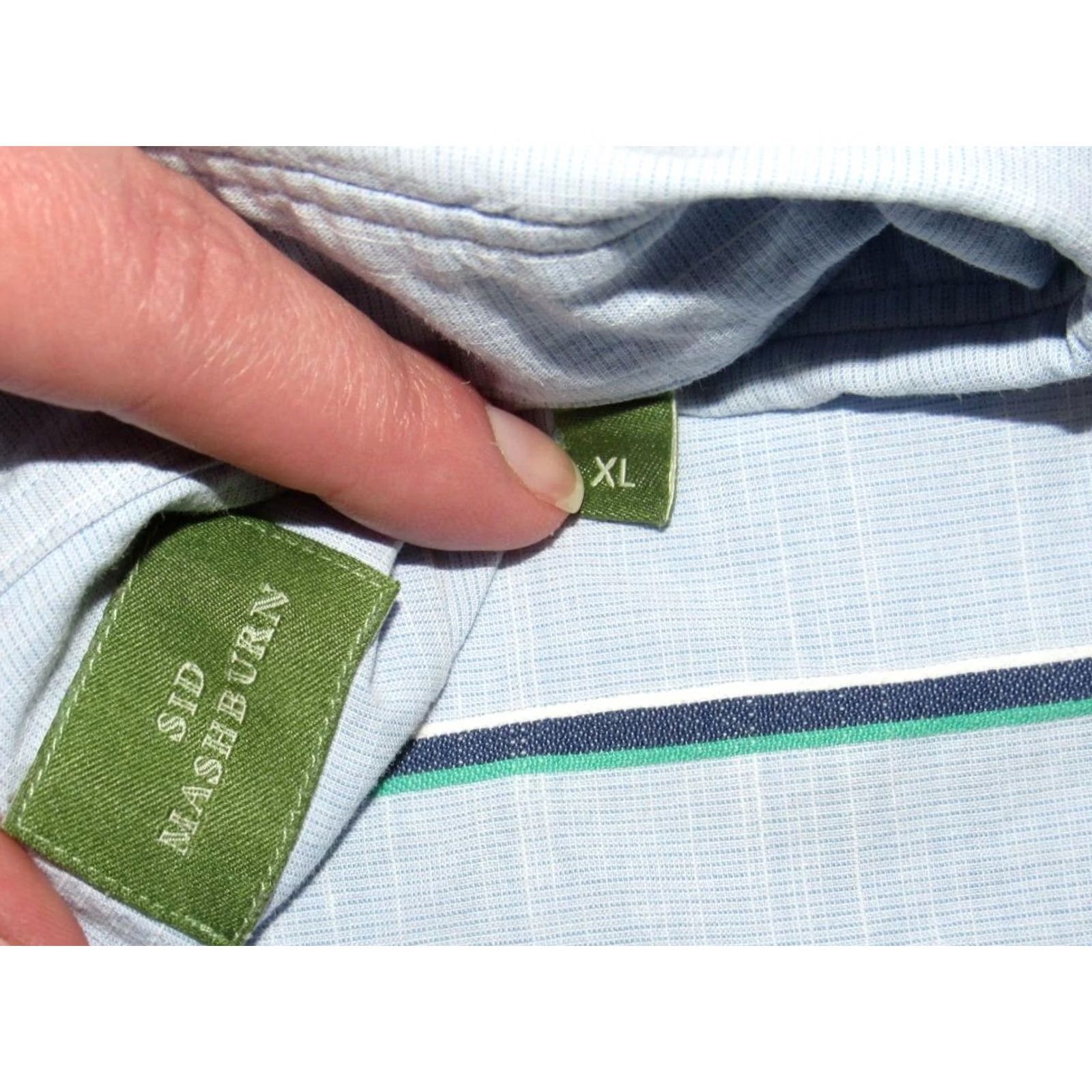 Sid Mashburn SID MASHBURN Blue Striped Long Sleeve Button Down Shirt XL Men Dress Shirt Size US XL / EU 56 / 4 - 3 Thumbnail