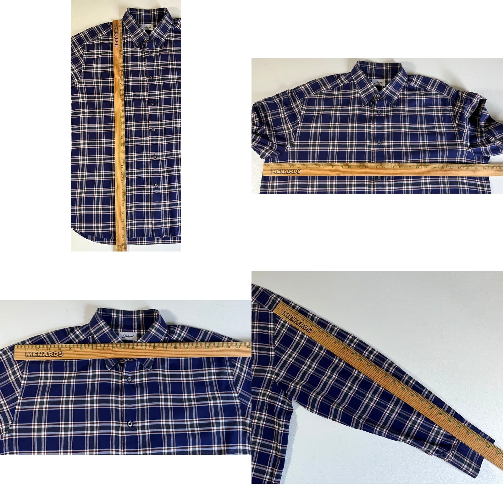 Brioni VINTAGE Brioni Button-Down Shirt Mens Casual 100% Cotton Plaid XL Blue Designer Luxury Shirt Size US XL / EU 56 / 4 - 9 Thumbnail
